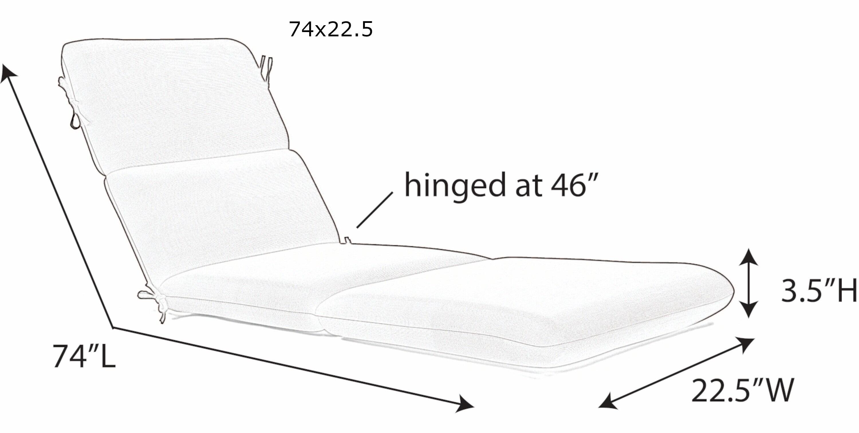 Casual Cushion Stripe Sunbrella® Fabric 1-Piece Outdoor Chaise Cushion, 22.5"W x 74"L, Milano Char