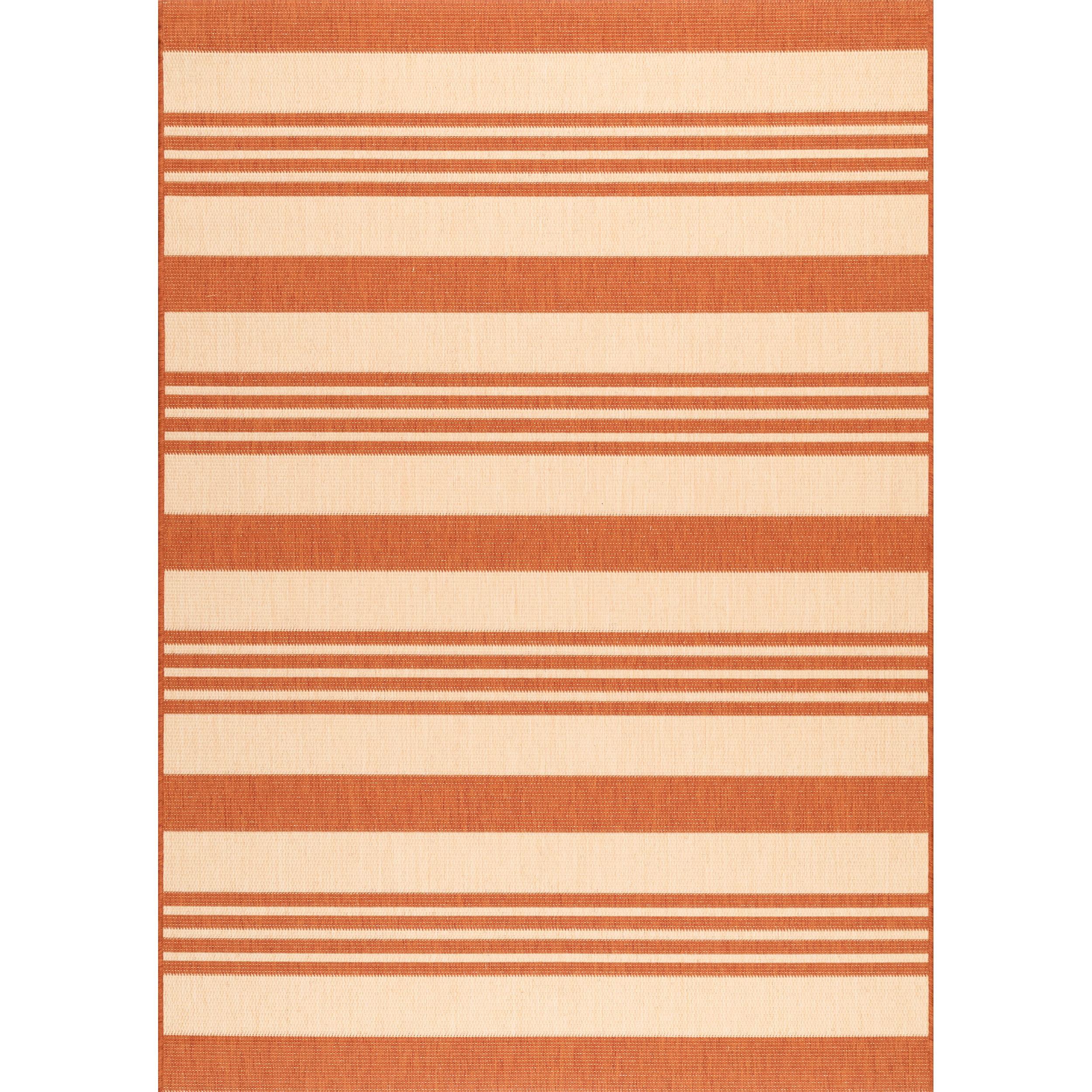 Nuloom Robin Striped 3x5 Indoor/Outdoor Accent Rug for Living Room Patio Deck Front Porch Entryway Kitchen, Terracotta/Ivory