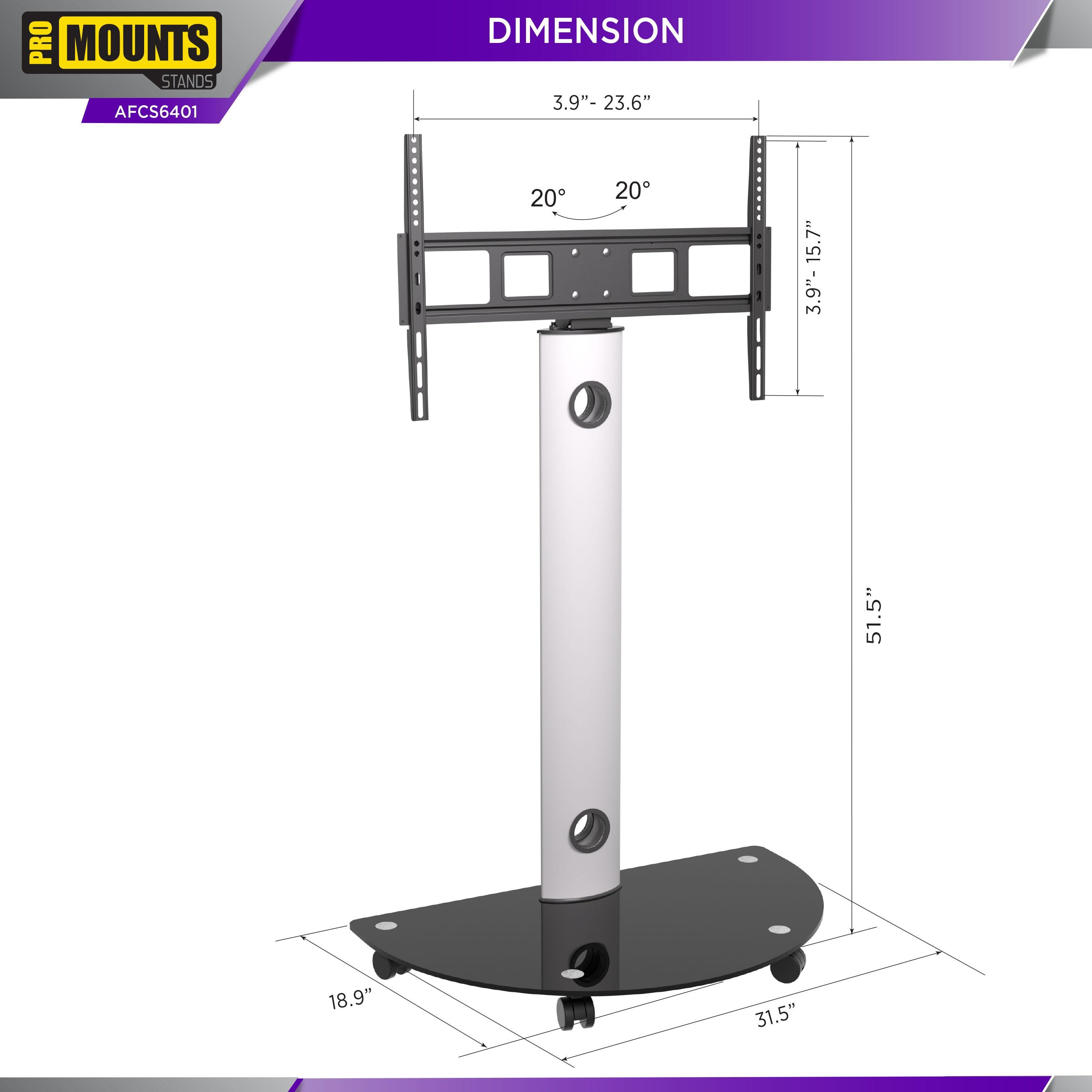Promounts ProMounts Premium Rolling TV Stand with Swivel for 32"-72" Screens Holds up to 88 Lbs