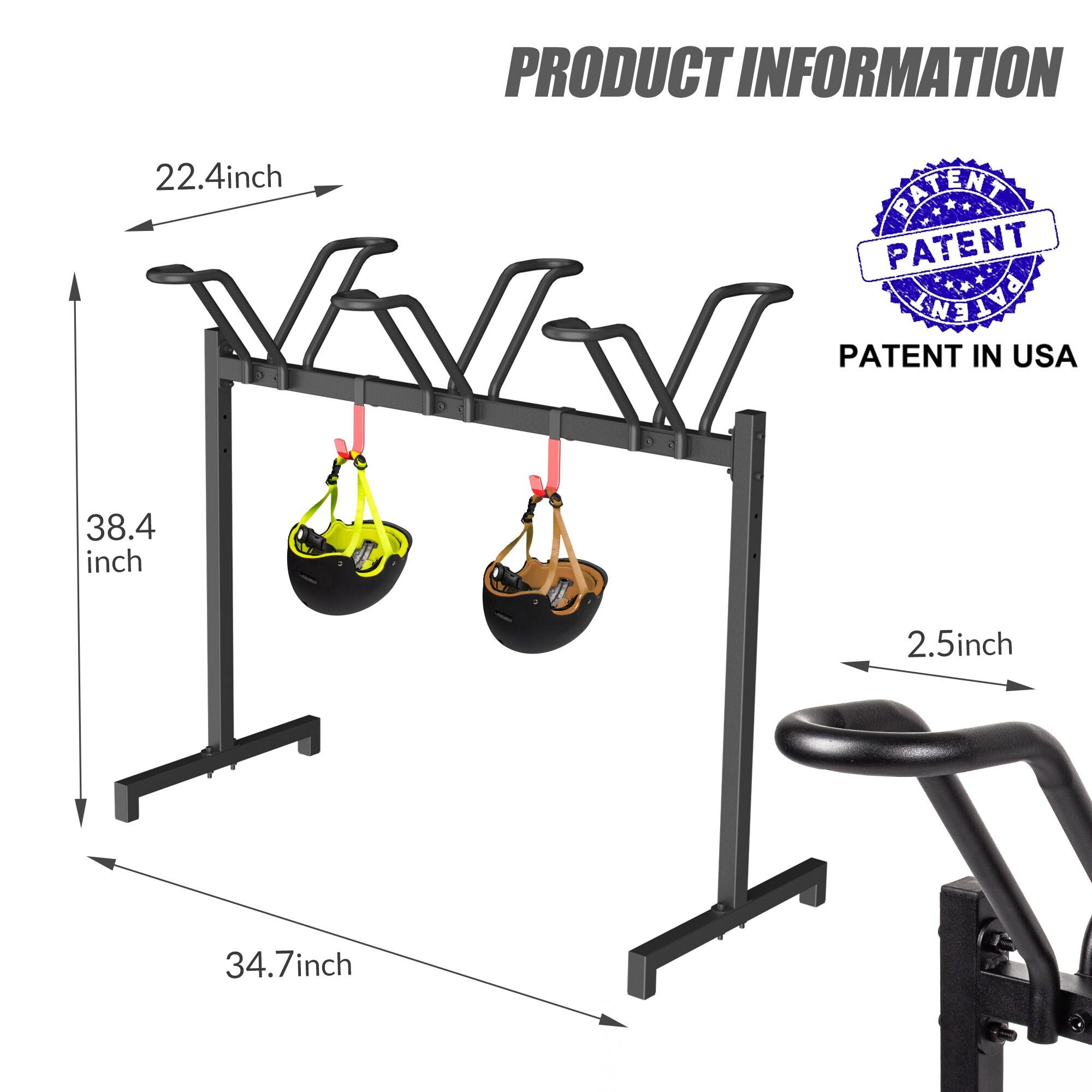 Adjustable Black Steel 3-Bike Freestanding Storage Rack