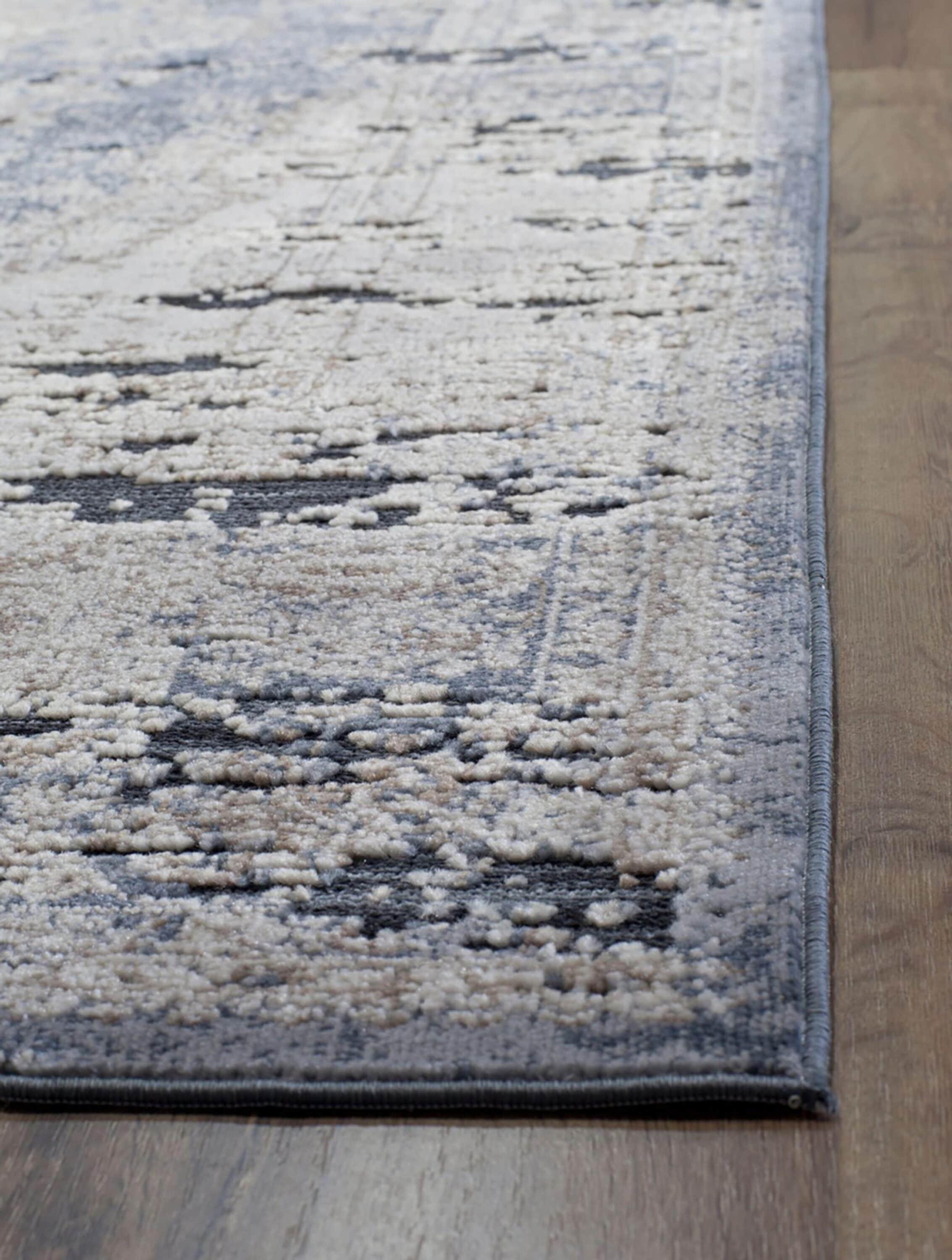 Rugs America Castle CB400A Blue Tan Abstract Transitional Blue Area Rug for Dining Room Rug Neutral Rug Living Room Rug Kitchen, 2'3"x8'