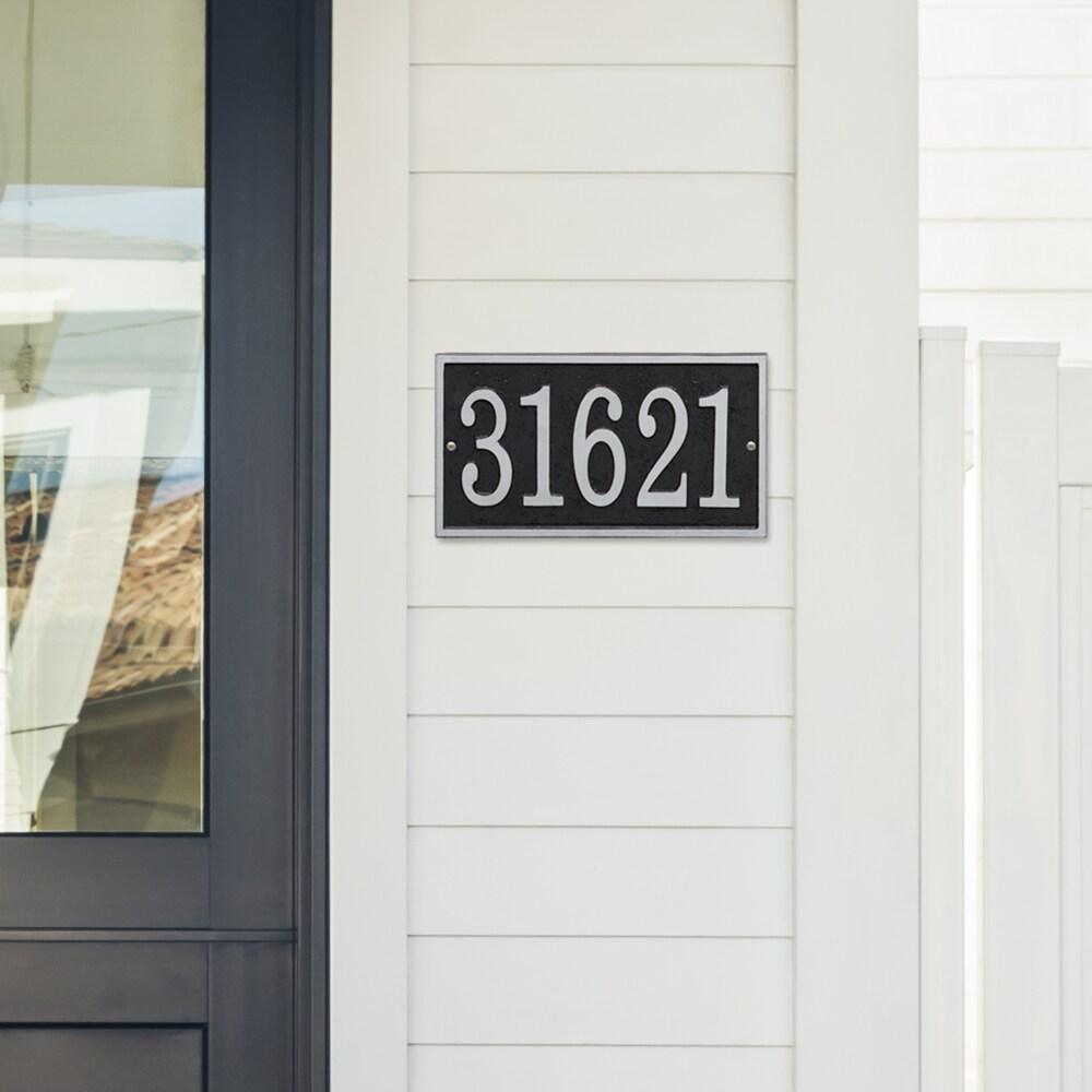 Black and Silver Metal Rectangle House Numbers Plaque