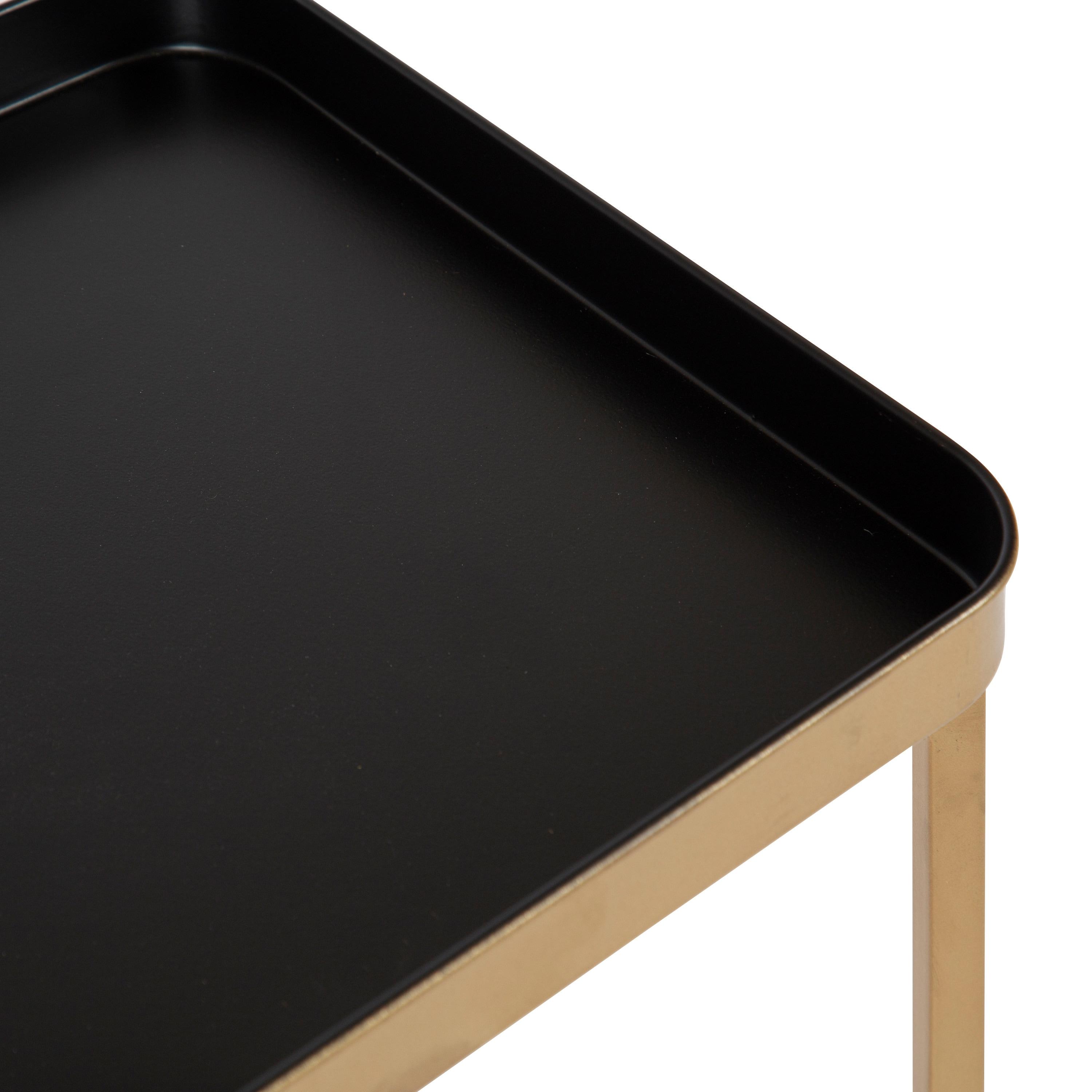 Kate and Laurel Celia Rectangle Metal Side Table, 18x12x26, Black and Gold