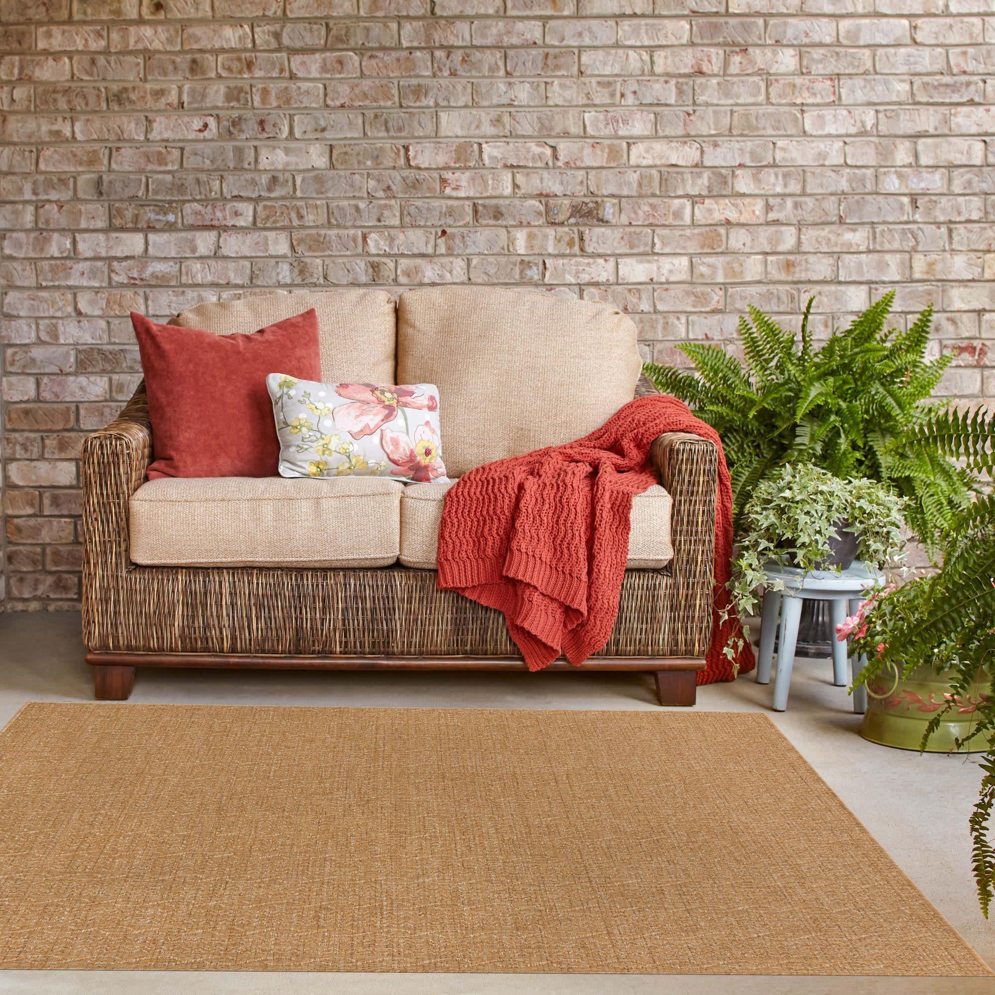 Unique Loom 6' 1 x 6' 1 Square Light Brown Outdoor Modern Links Area Rug