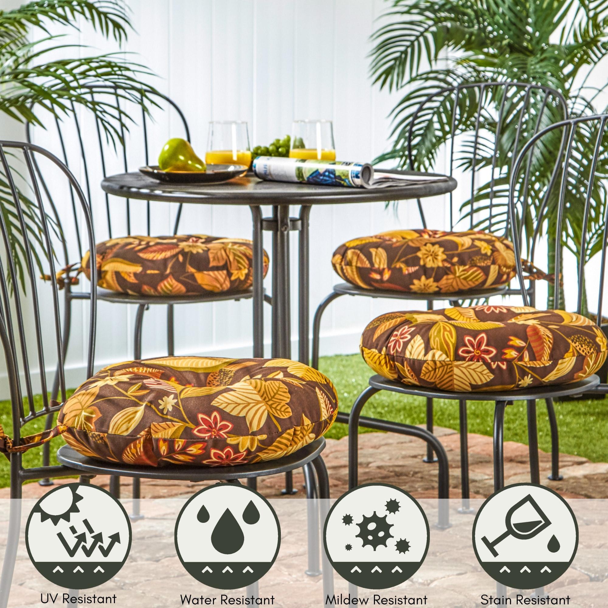 Greendale Home Fashions Timberland Floral 15 in. Round Outdoor Reversible Bistro Seat Cushion (Set of 2)