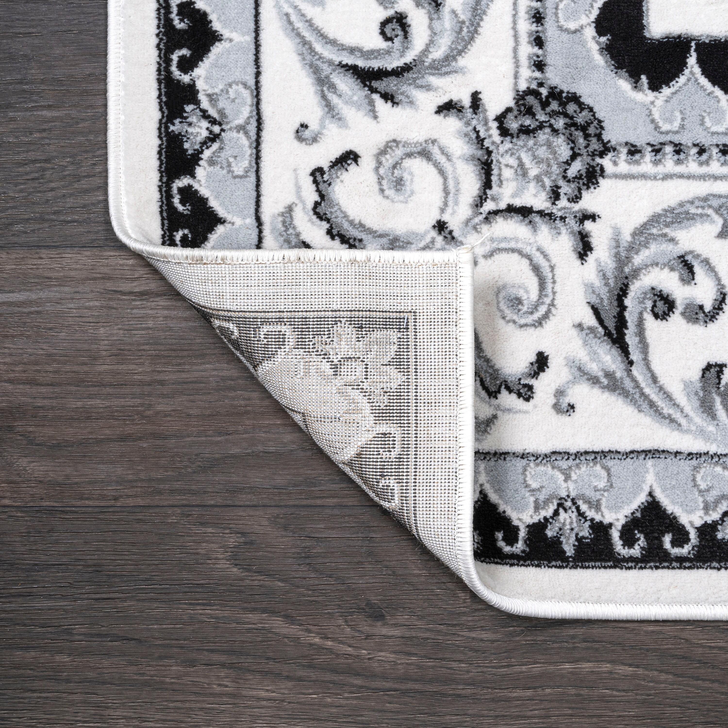 3'x5' Acanthus French Border Area Rug, Cream/Light Gray - JONATHAN Y