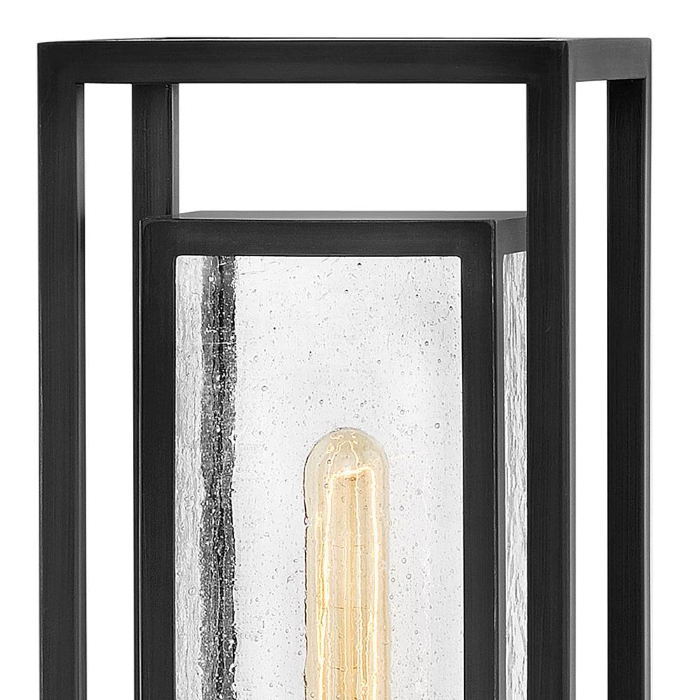 Black 17" Outdoor Post Lantern with Clear Seedy Glass