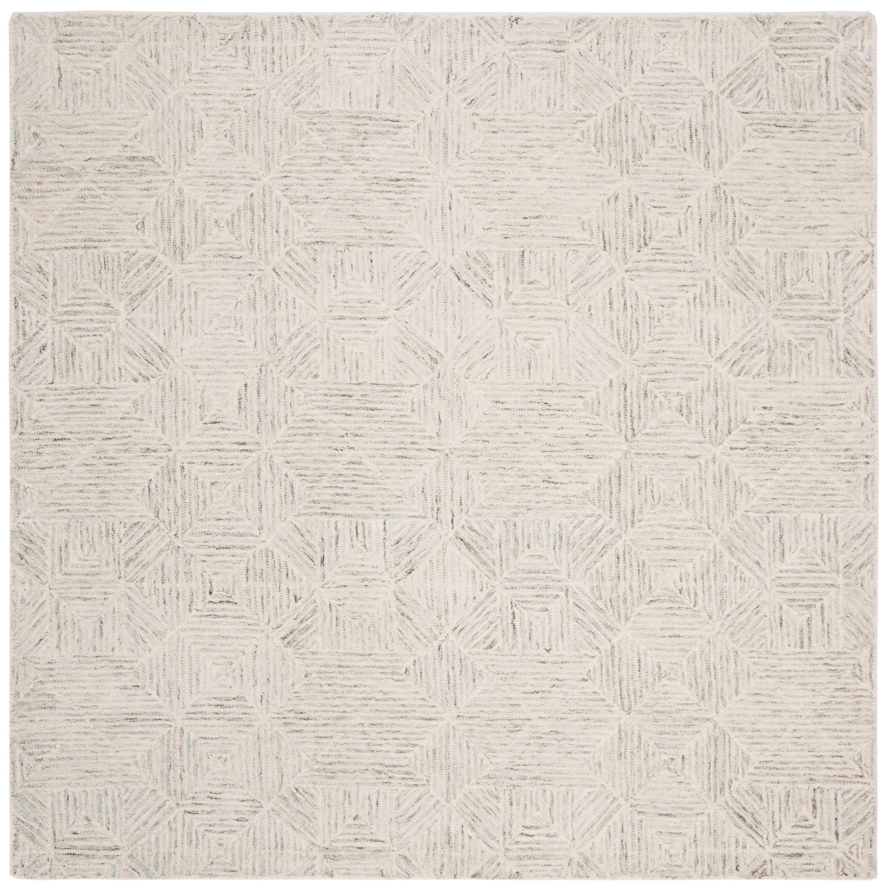 Abstract ABT763 Handmade Indoor Area Rug - Ivory/Light Blue - 4'x4' - Safavieh