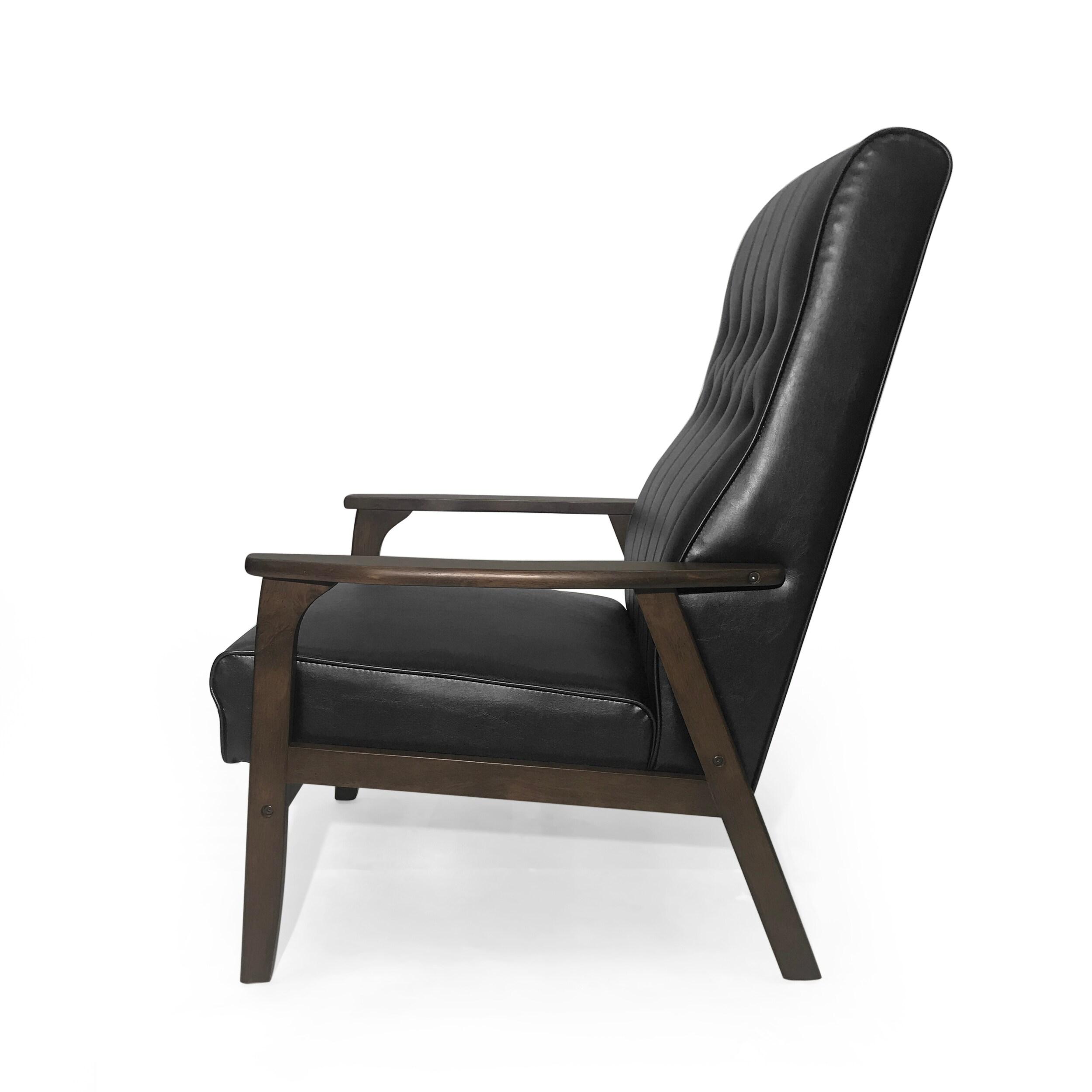 Katharine Mid-Century Modern Accent Chair, Matte Black and Walnut