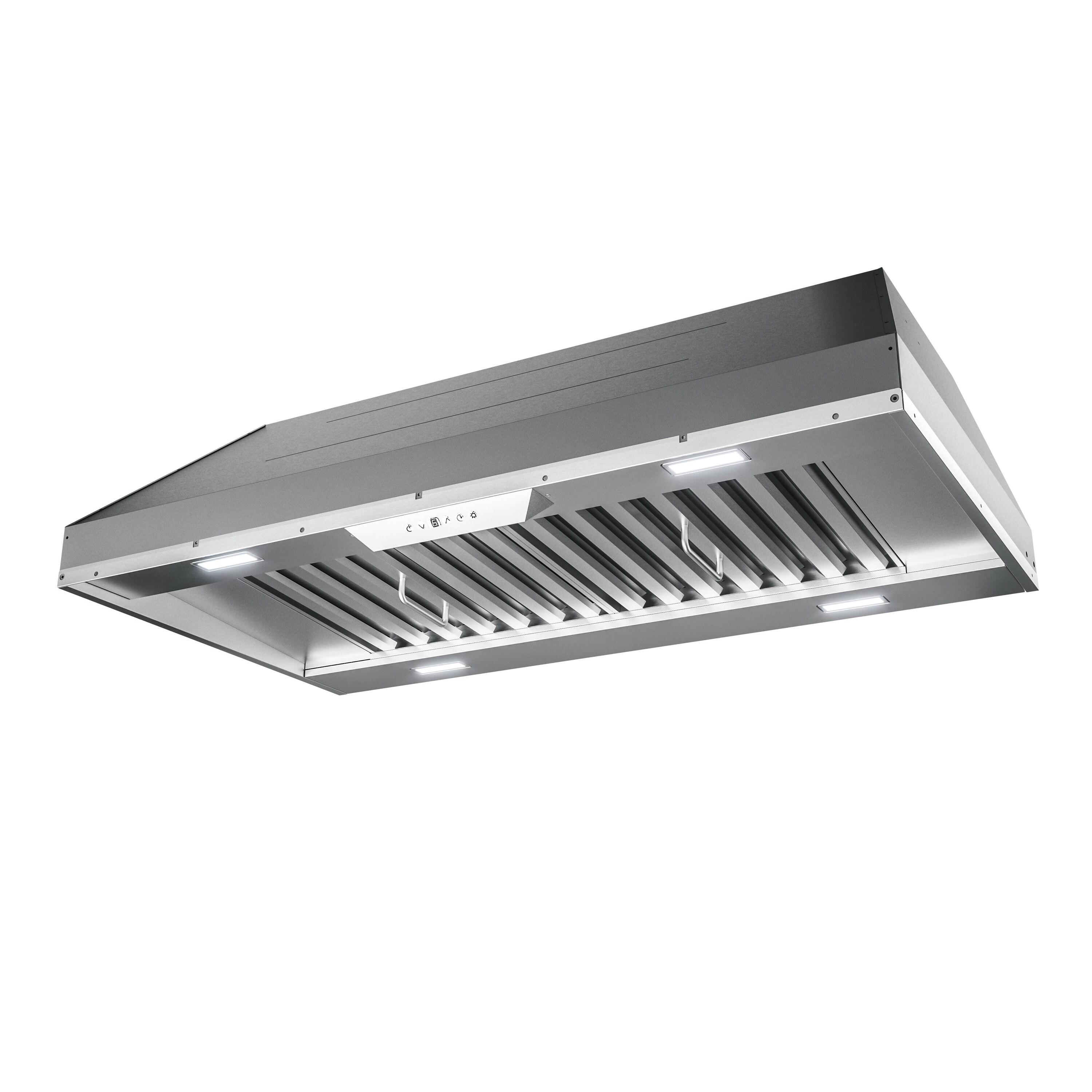 Zephyr Monsoon II 48" 1200 CFM Insert Mount Range Hood with LED Light in Stainless Steel