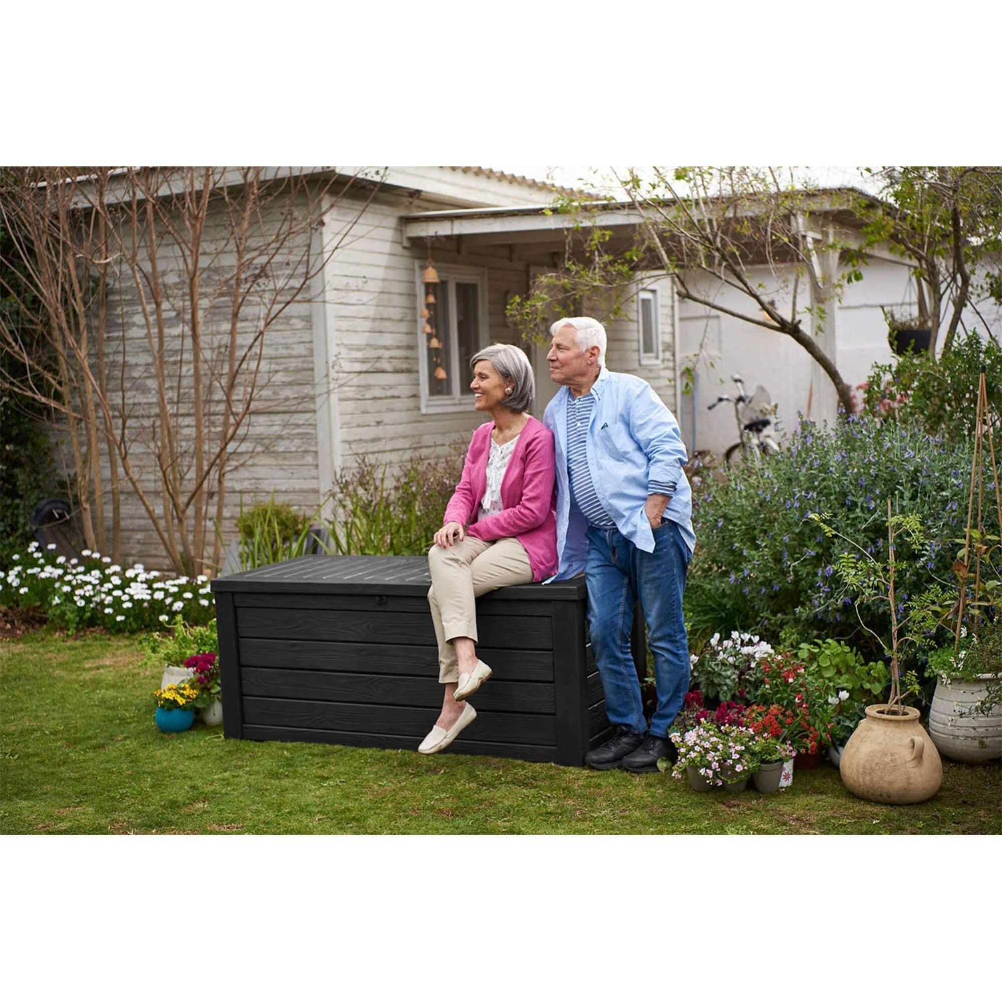 Keter Westwood 150 Gallon Large Durable Resin Outdoor Storage and Organization Deck Box For Patio Furniture and Supplies