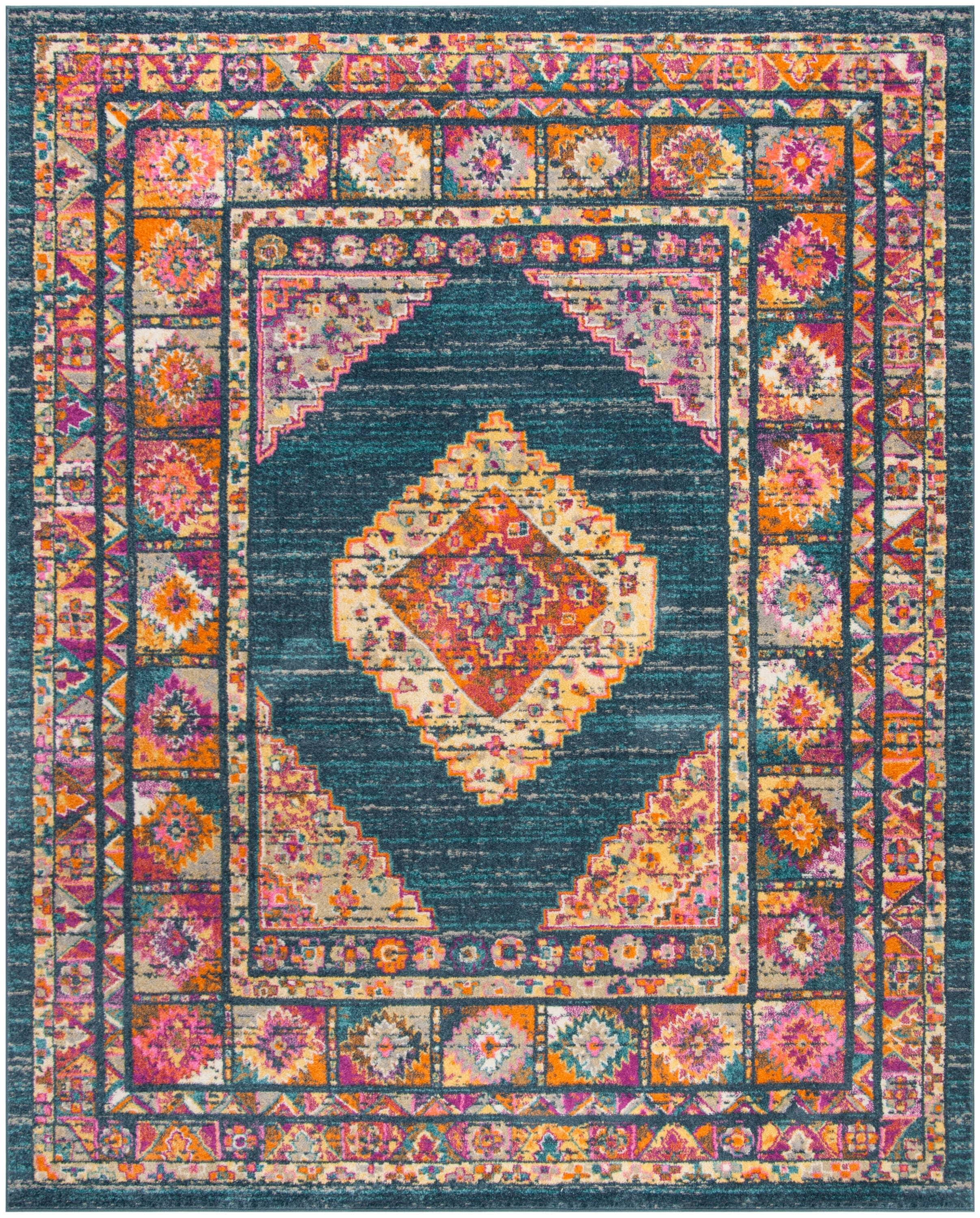 SAFAVIEH Madison Emmet Traditional Area Rug, Blue/Fuchsia, 10' x 14'