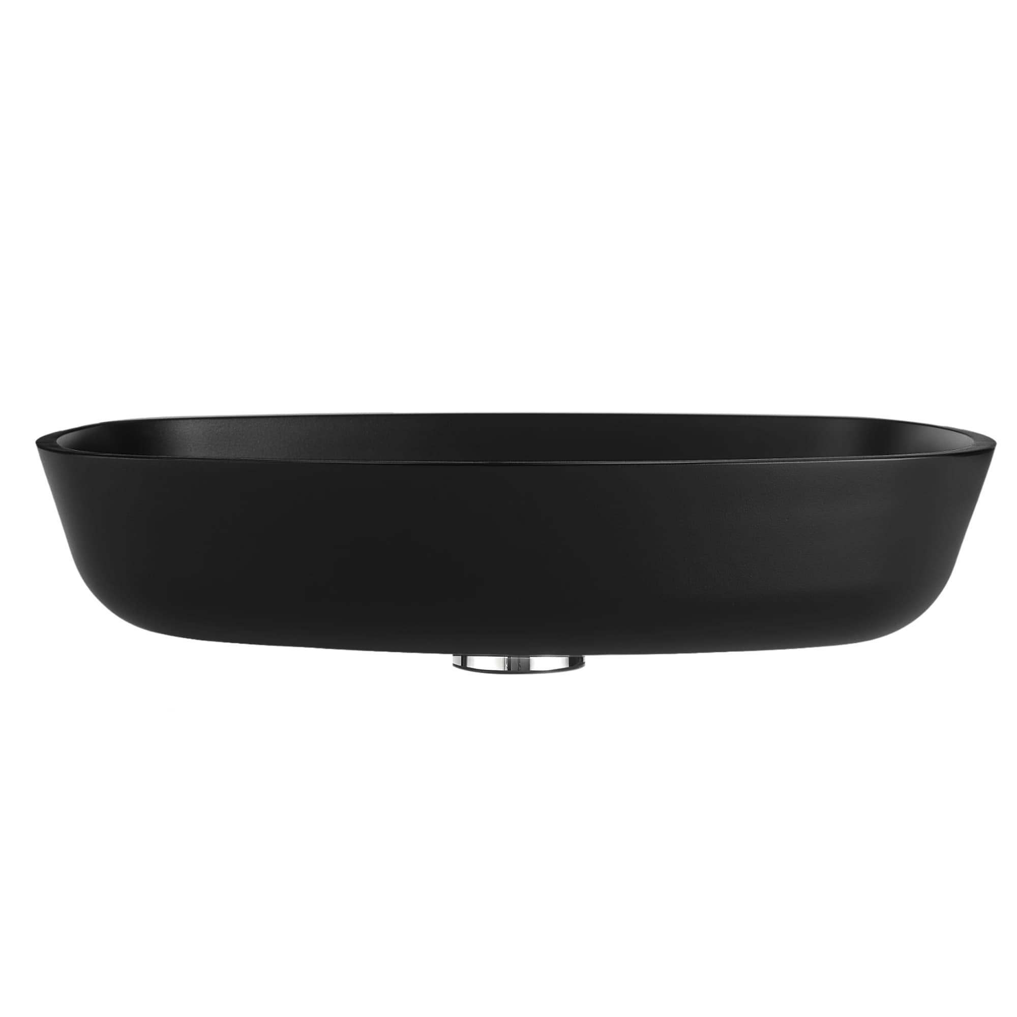 ANZZI 16.1'' Matte Black Glass Rectangular Bathroom Sink