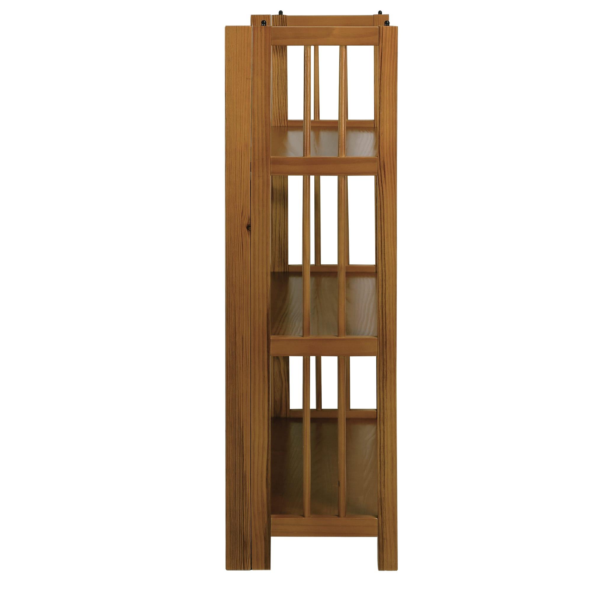 3 Shelf Folding Stackable Bookcase, 27.5" Wide, Espresso