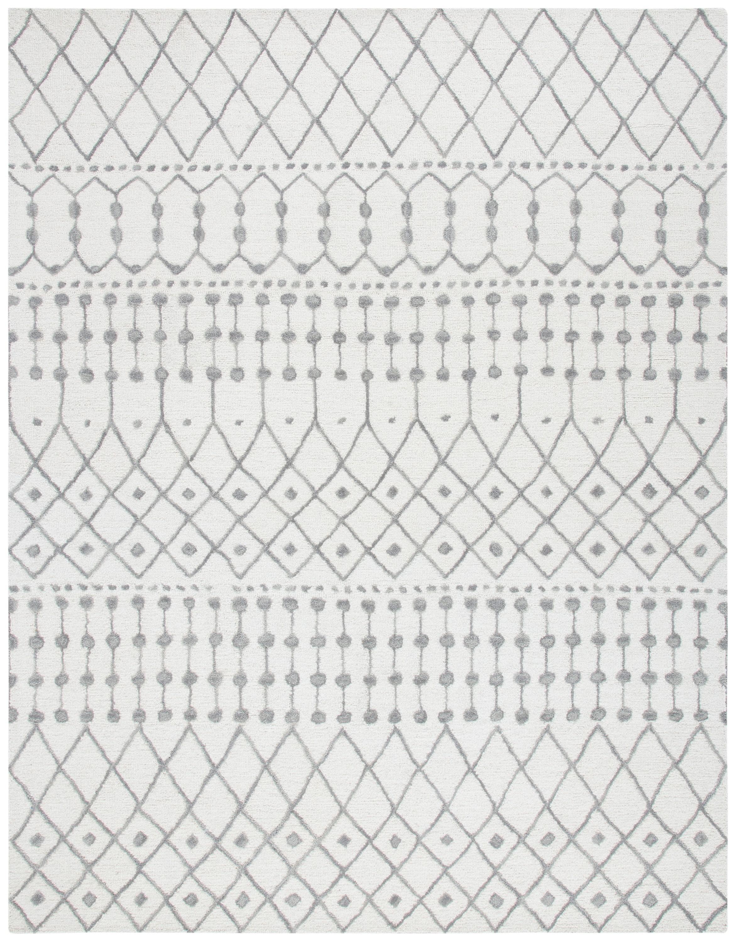 SAFAVIEH Blossom Aspen Geometric Wool Area Rug, Ivory/Grey, 10' x 14'