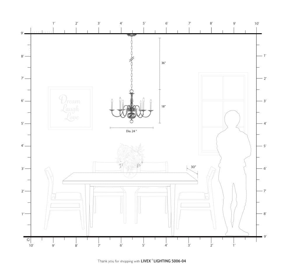Livex Lighting - Williamsburgh - 6 Light Chandelier in Traditional Style - 24