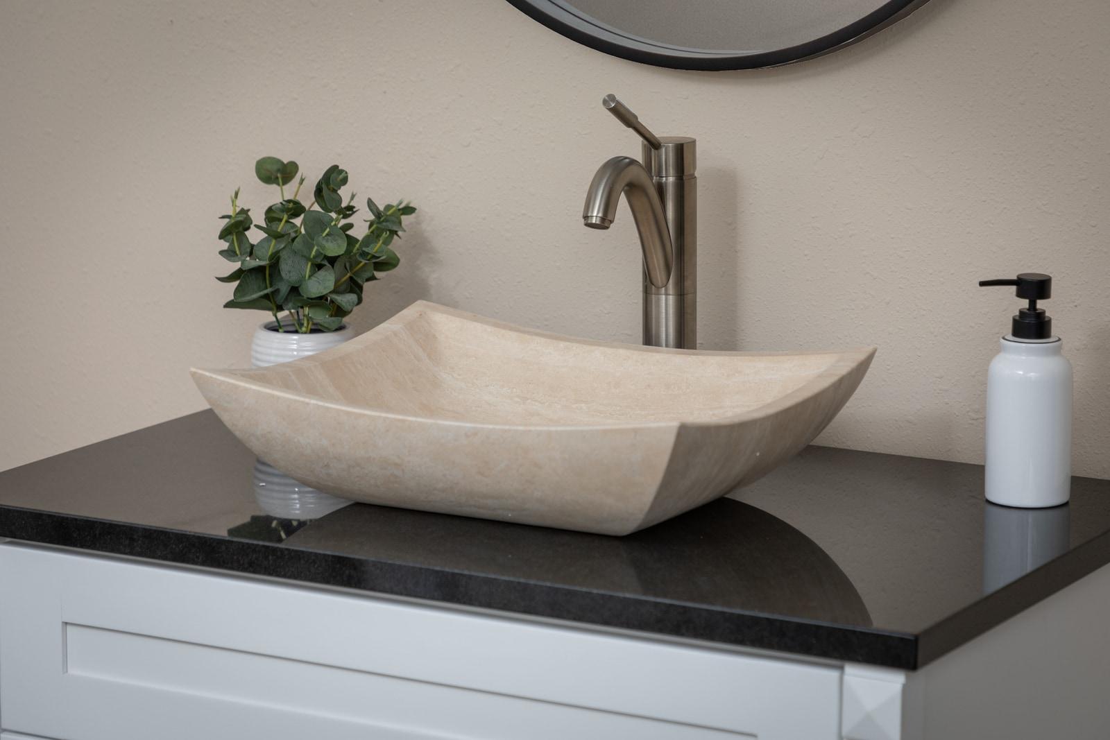 Eden Bath Zen 14.75'' Beige Stone Rectangular Bathroom Sink