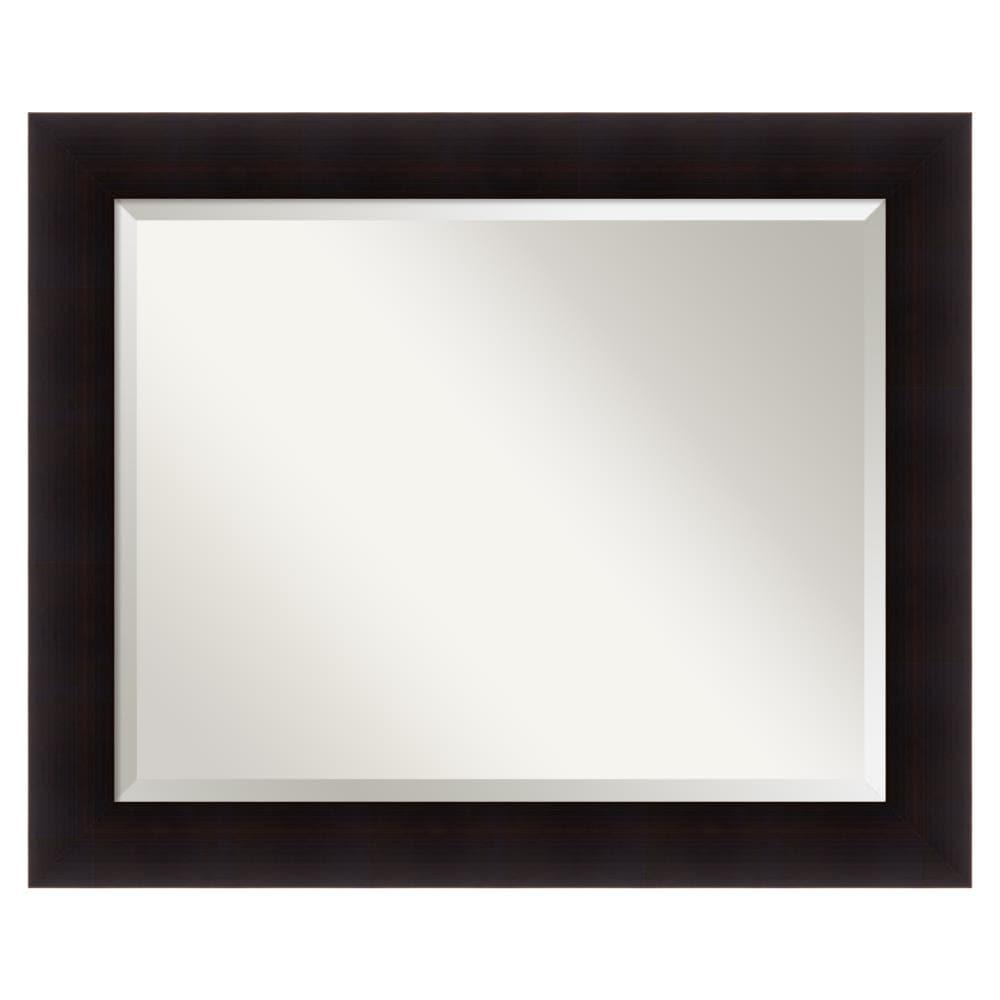Amanti Art Beveled Wood Bathroom Wall Mirror - Portico Espresso Frame Outer Size: 34 x 28 in