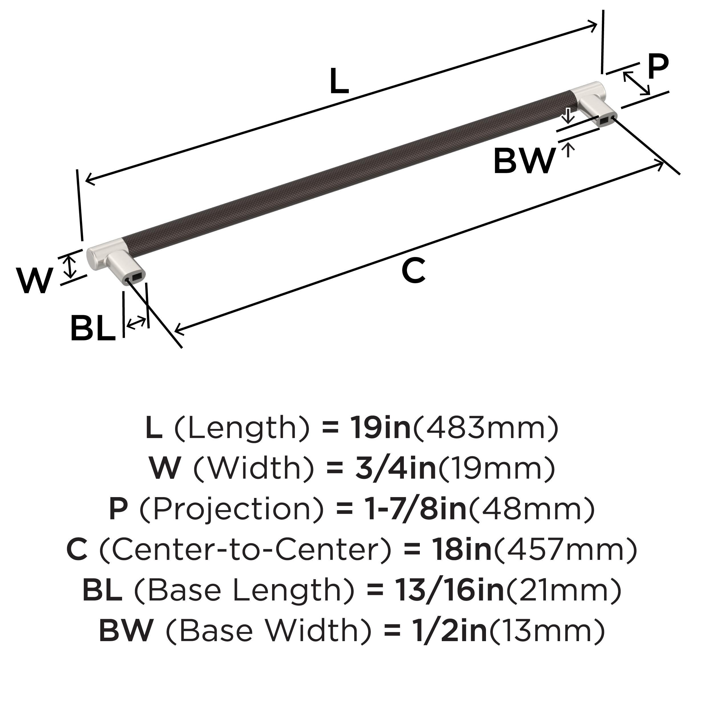 Amerock Esquire 18 inch (457mm) Center-to-Center Satin Nickel/Oil-Rubbed Bronze Appliance Pull