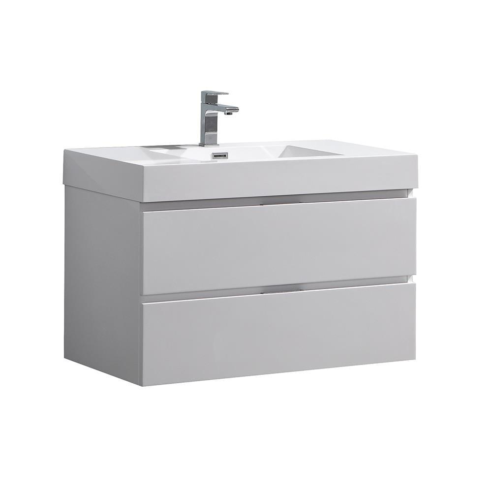 Fresca Valencia 36" Wall Mount Single Sink Bathroom Vanity with Top and Sink (Faucet Not Included)