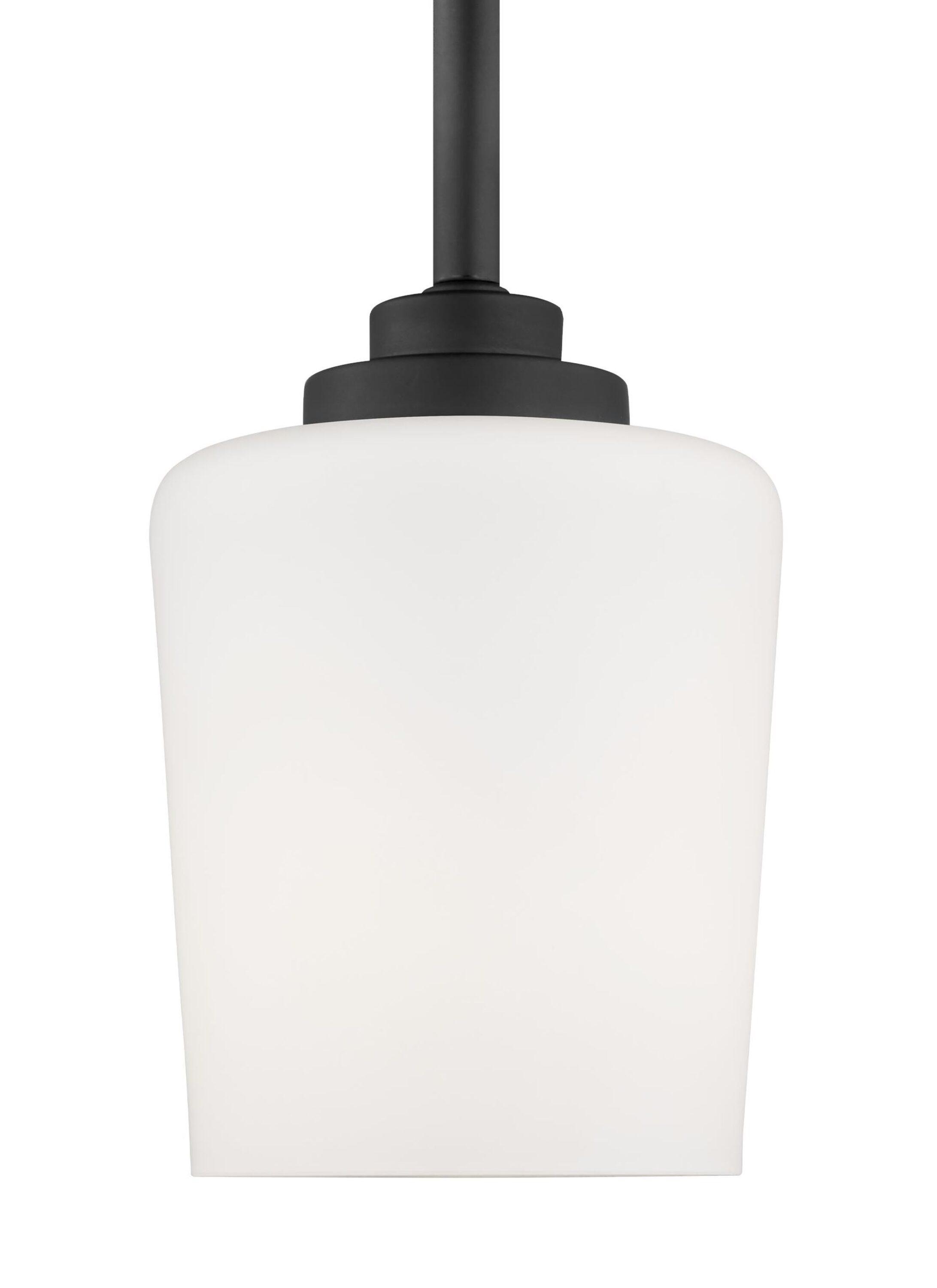 Generation Lighting Windom 1 -Light Midnight Black Traditional Etched glass Cylinder Medium Hanging Pendant light