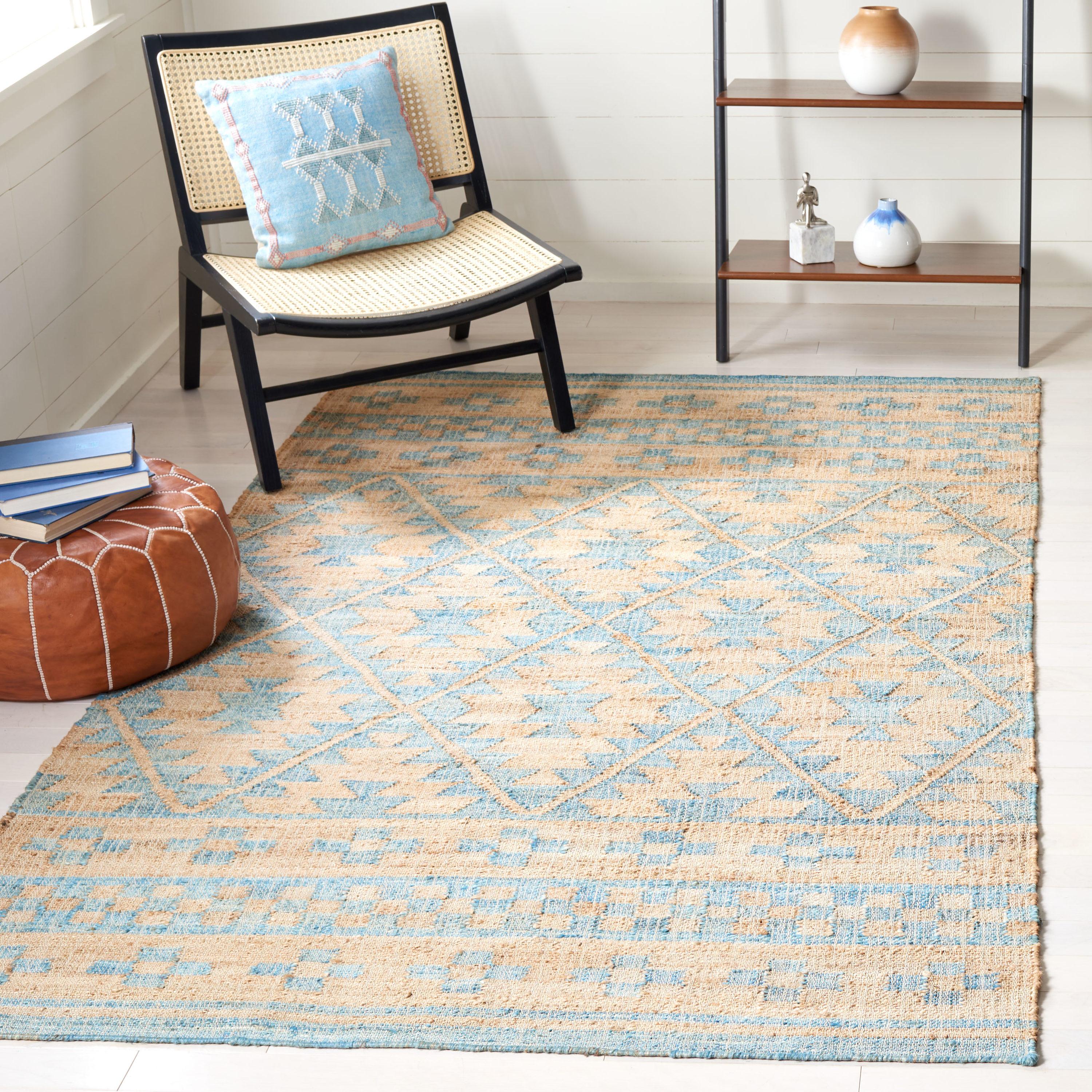 Kilim KLM757 Hand Woven Area Rug - Blue/Natural - 5'x8' - Safavieh.