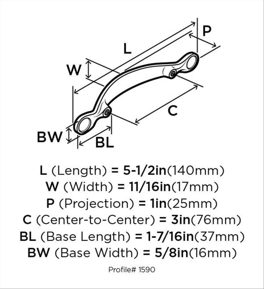 Amerock Inspirations 3 inch (76mm) Center-to-Center Oil-Rubbed Bronze Cabinet Pull