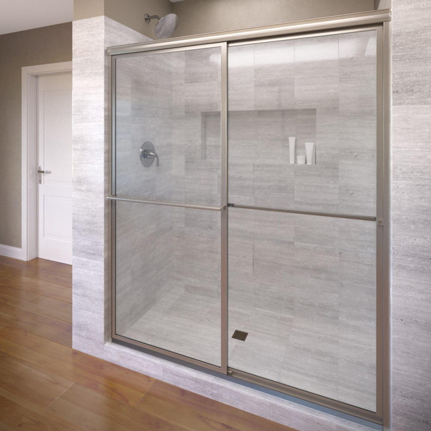 Basco Deluxe 71.5" High x 59" Wide Bypass Framed Shower Door with Clear Glass