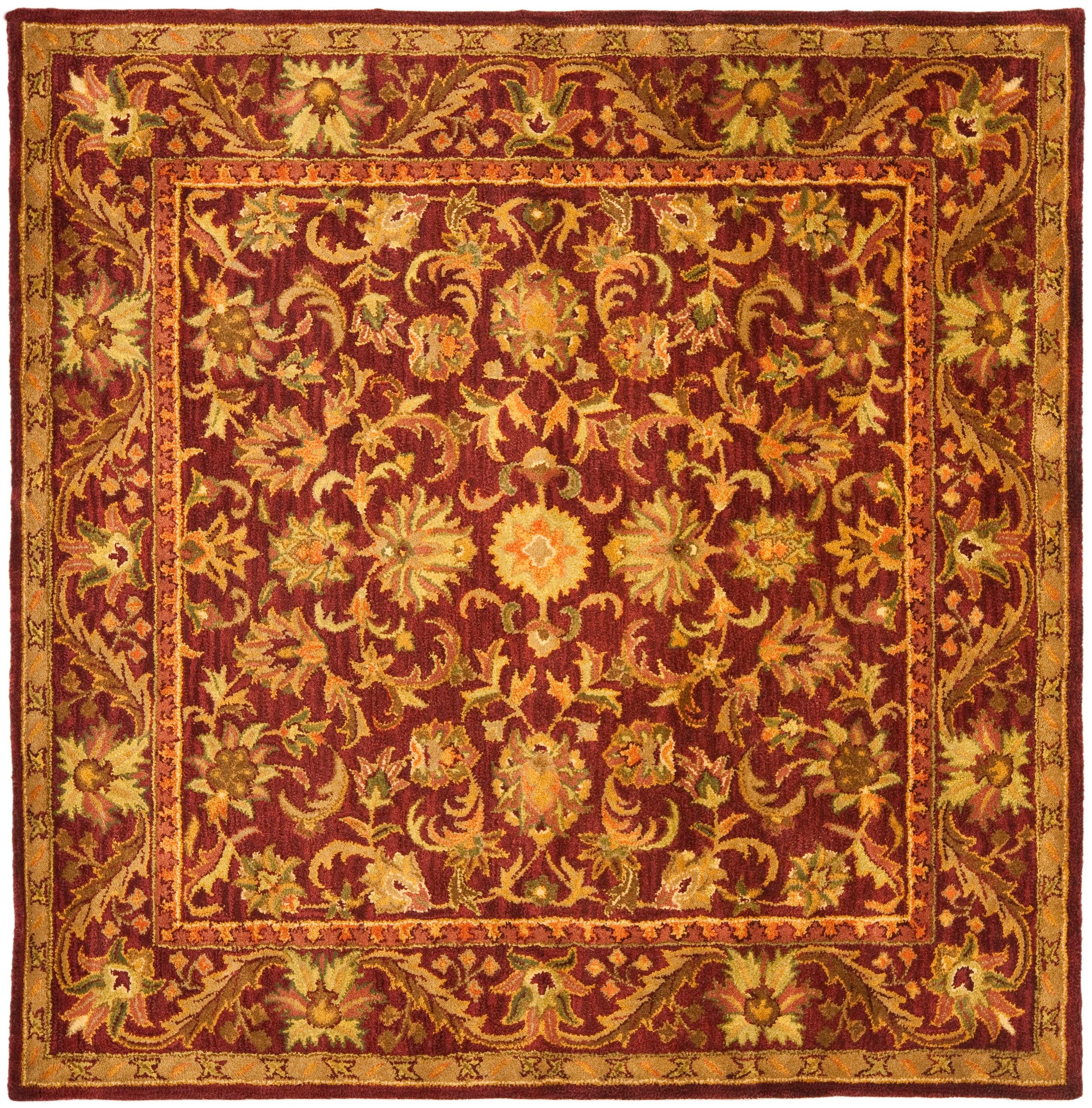 Antiquity AT52 Hand Tufted Indoor Area Rug - Wine/Gold - 8'x8' - Safavieh