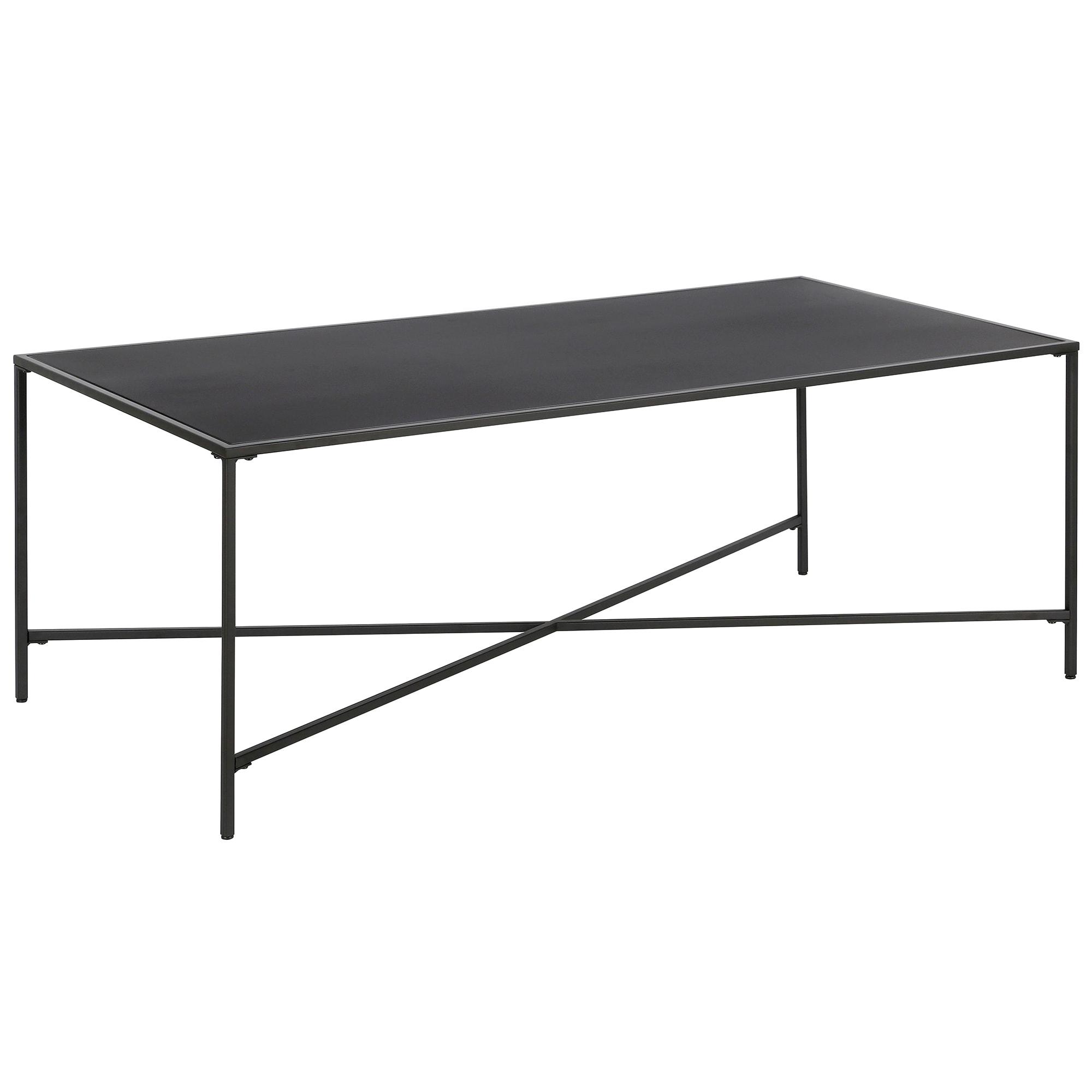 Evelyn&Zoe Henley 48" Wide Rectangular Coffee Table with Metal Top, Blackened Bronze