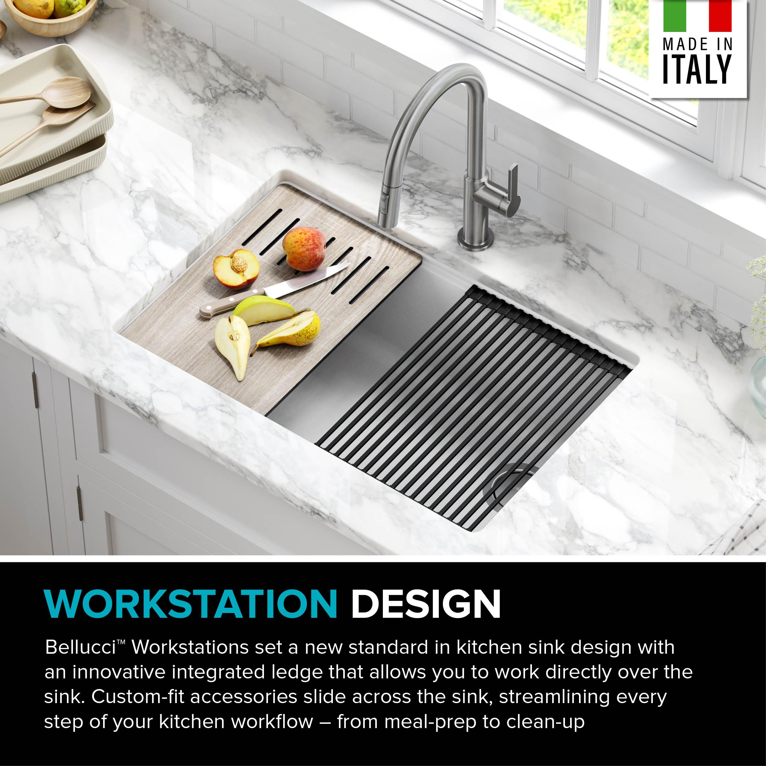 30 in. KRAUS Bellucci Workstation Undermount Granite Composite Single Bowl Kitchen Sink in White with Accessories