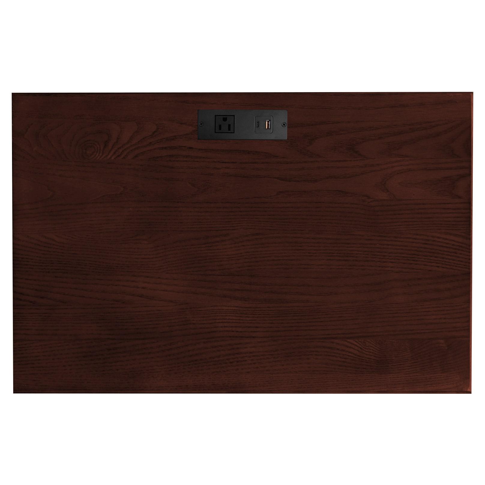 Leick Home 10522 Laurent Nightstand with Drawer, Door with USB-C Fast Charging Station and AC/USB Outlet, Chocolate Cherry