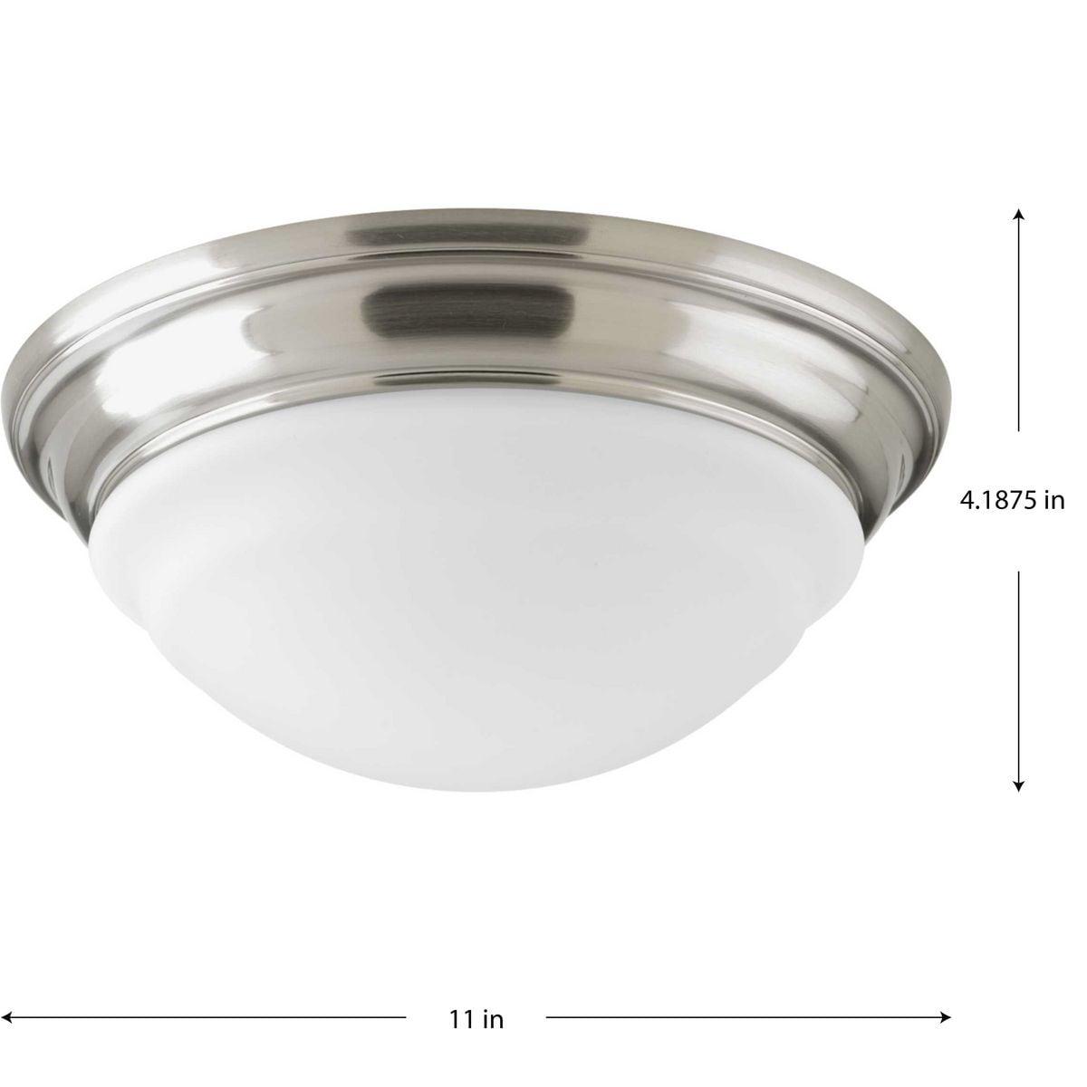 Progress Lighting, Etched Glass, 1-Light, LED Flush Mount, Brushed Nickel, Steel, Damp Rated, Dimmable, Canopy Included