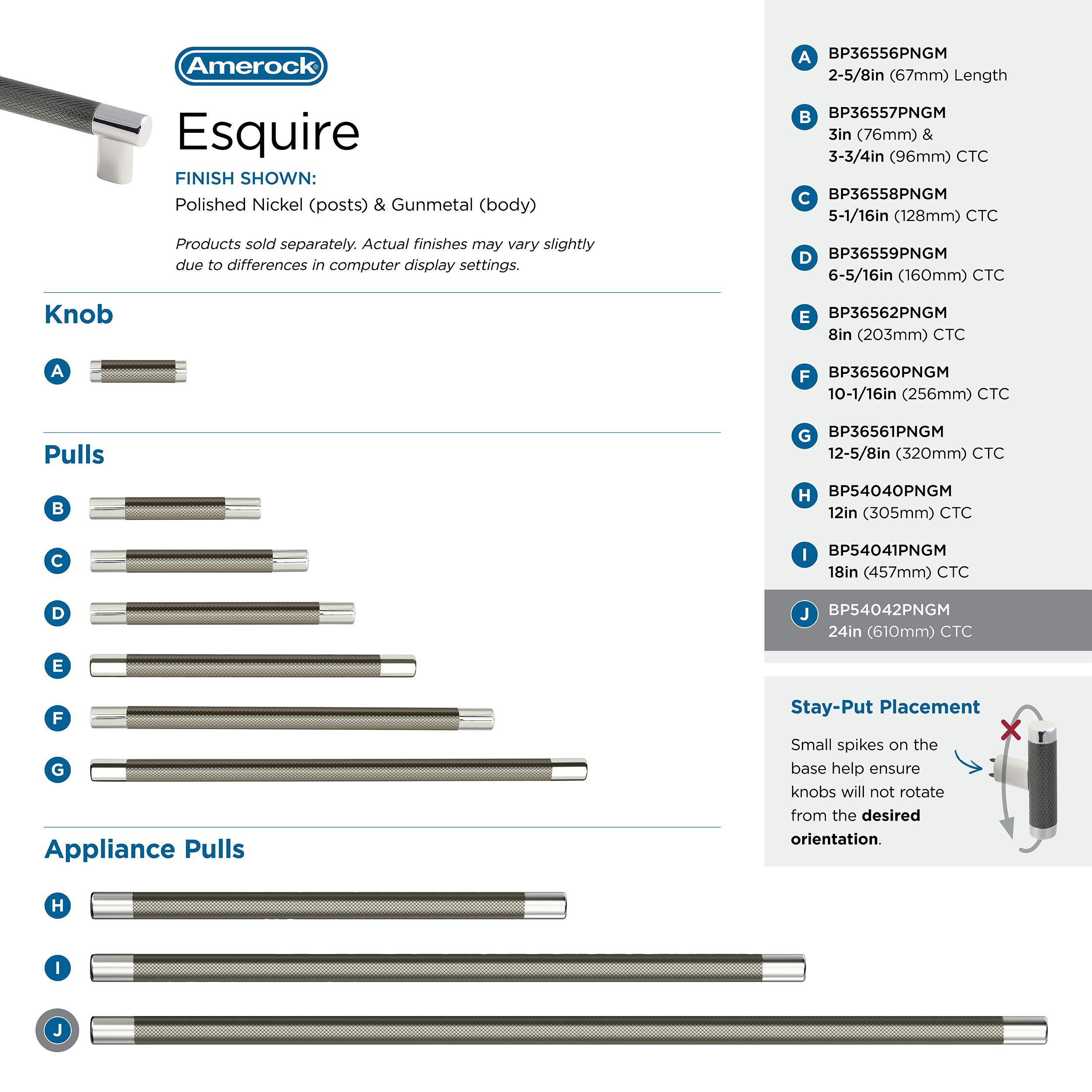 Amerock Esquire 24 inch (610mm) Center-to-Center Polished Nickel/Gunmetal Appliance Pull