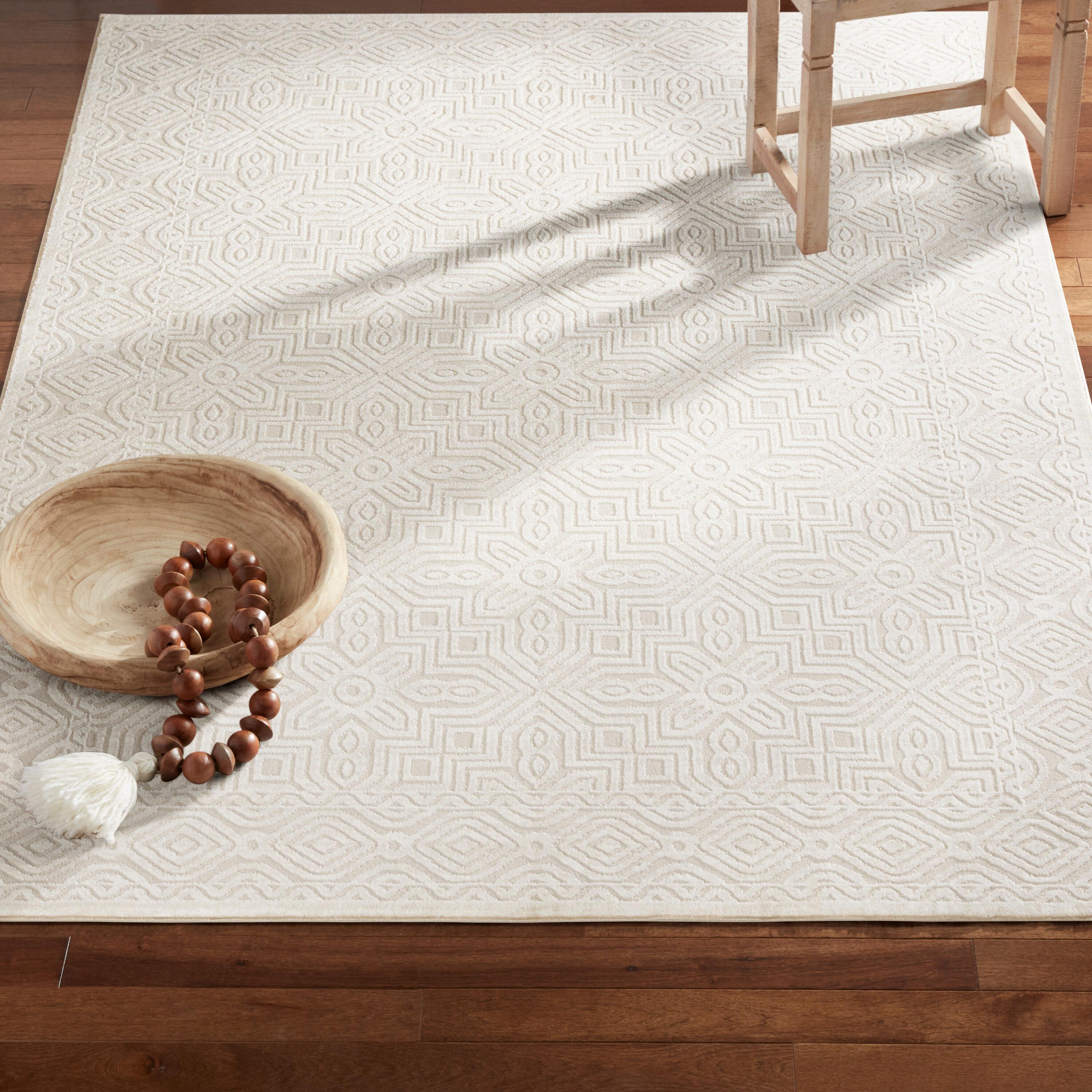 TOWN & COUNTRY LUXE Maya Medallion Indoor Area Rug with High-Low Texture, Ivory/Greige