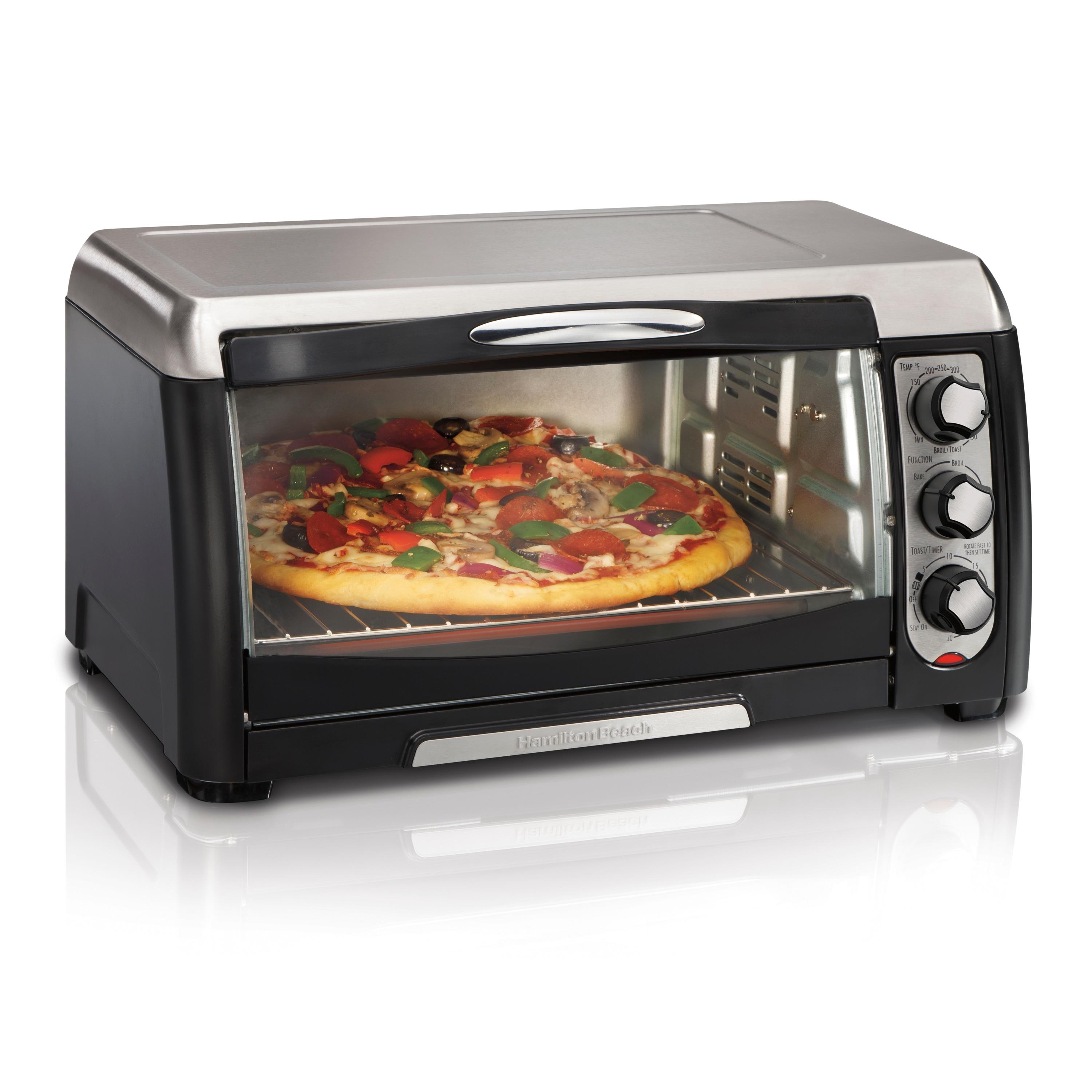 Hamilton Beach 6 Slice Capacity Toaster Oven 31330D: Countertop, 12" Pizza, 1400W, Black, Freestanding, Dishwasher-Safe Parts
