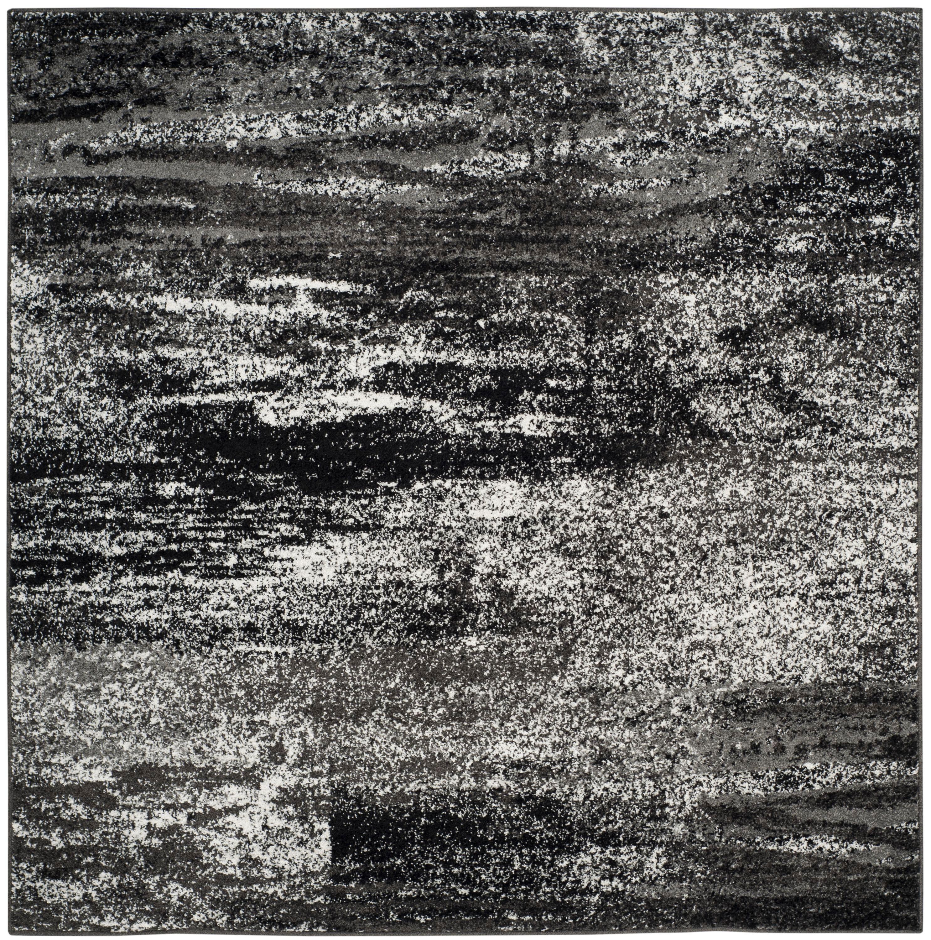 Adirondack ADR112 Machine Made Indoor Area Rug - Silver/Black - 4'x4' - Safavieh