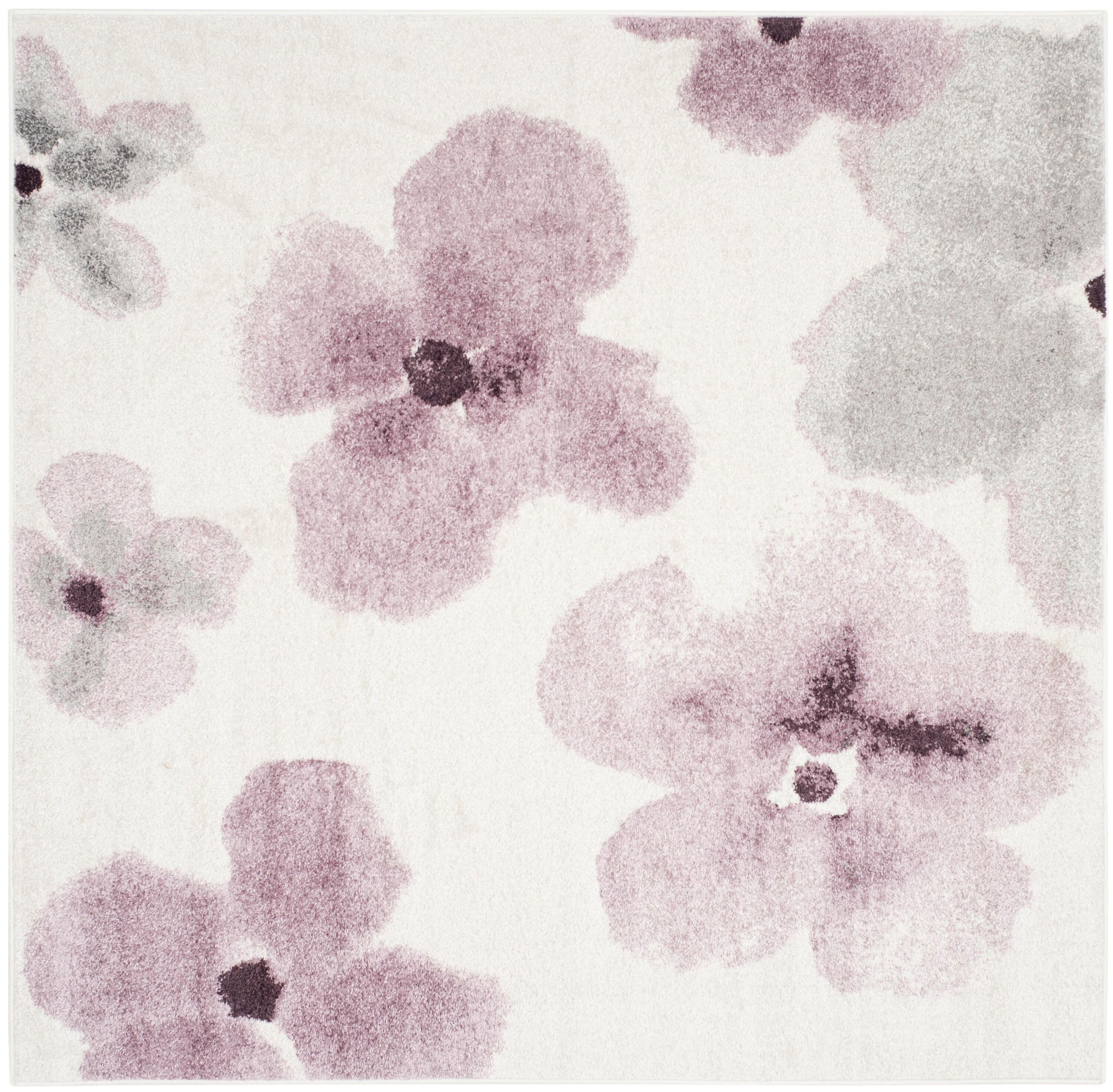 Adirondack ADR123 Power Loomed Area Rug - Ivory/Purple - 6'x6' - Safavieh.