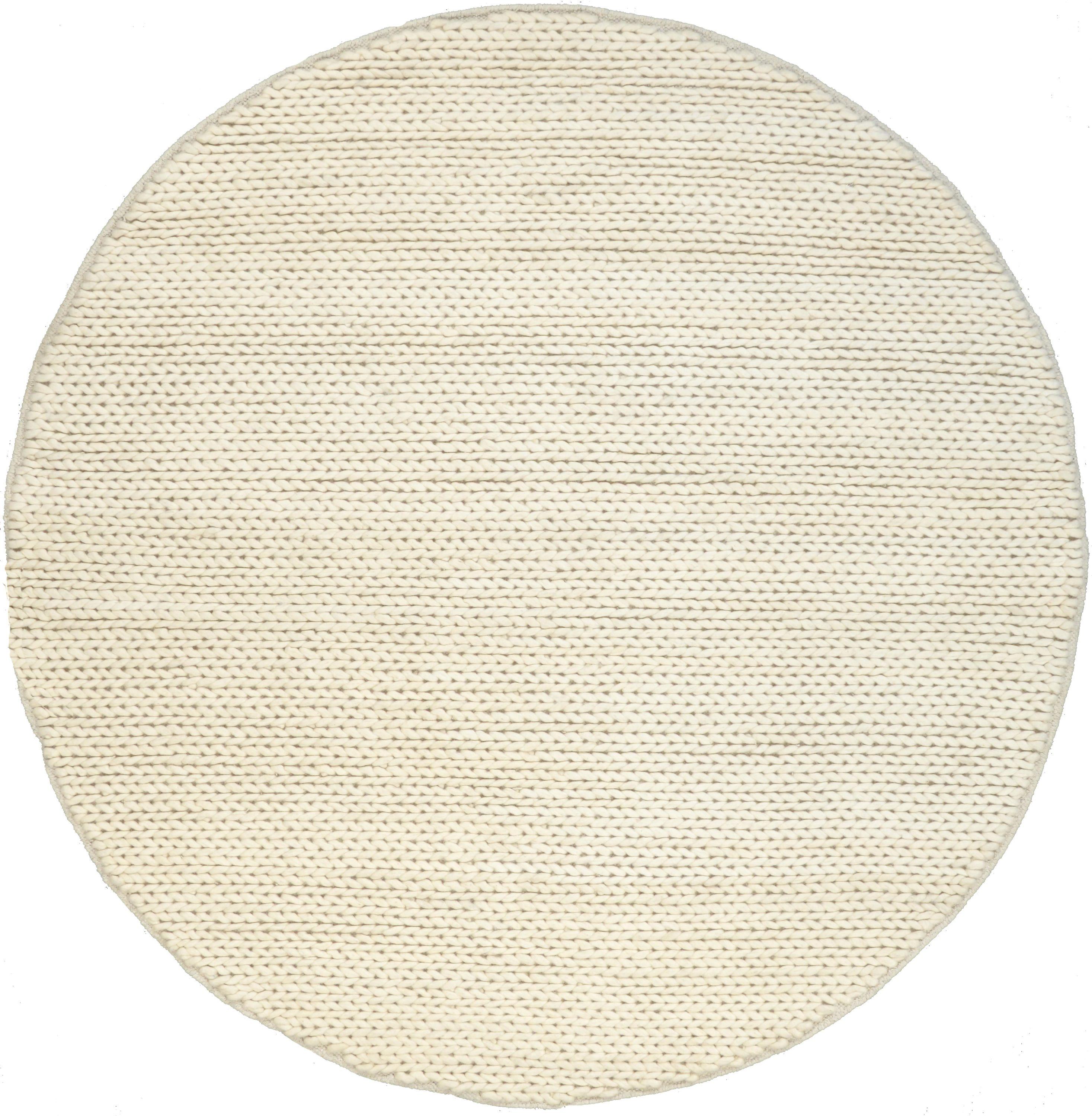 nuLOOM Penelope Braided Wool Area Rug, Round 4', Off White