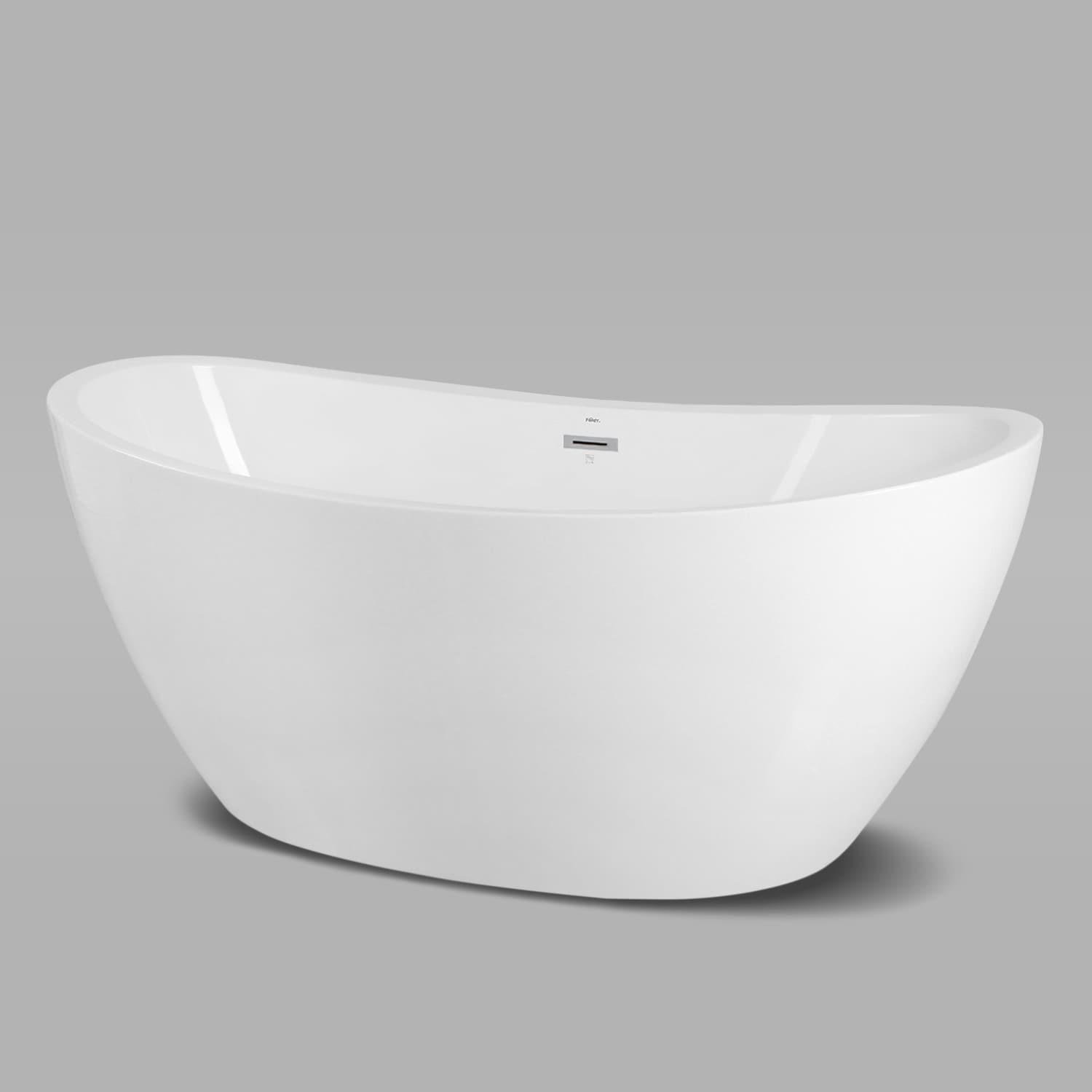 Naha Freestanding Soaking Acrylic Bathtub with Drain