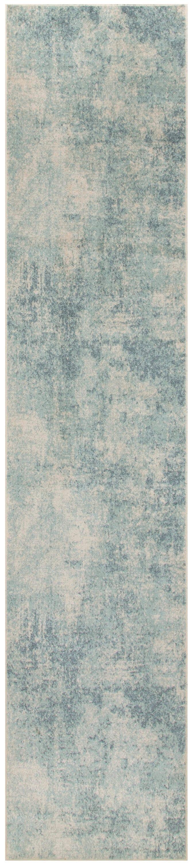 Nourison Astra Machine Washable Modern Abstract Indoor Rug Blue Ivory 2'2" x 8'
