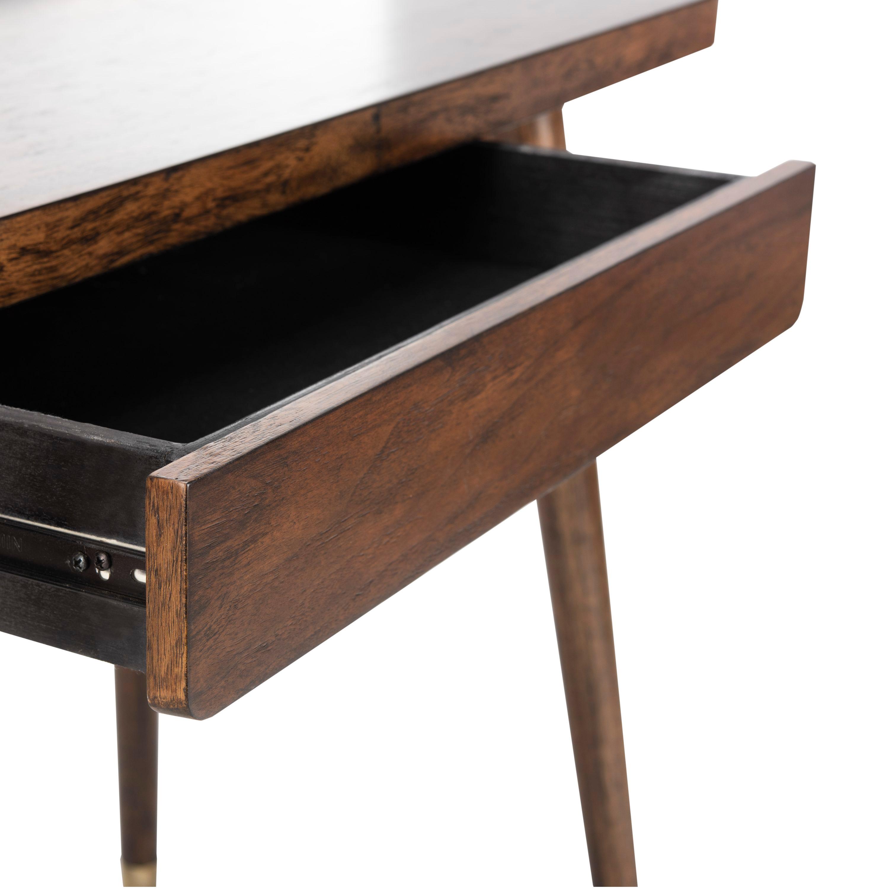 Parker 1 Drawer Desk - Walnut/Gold - Safavieh