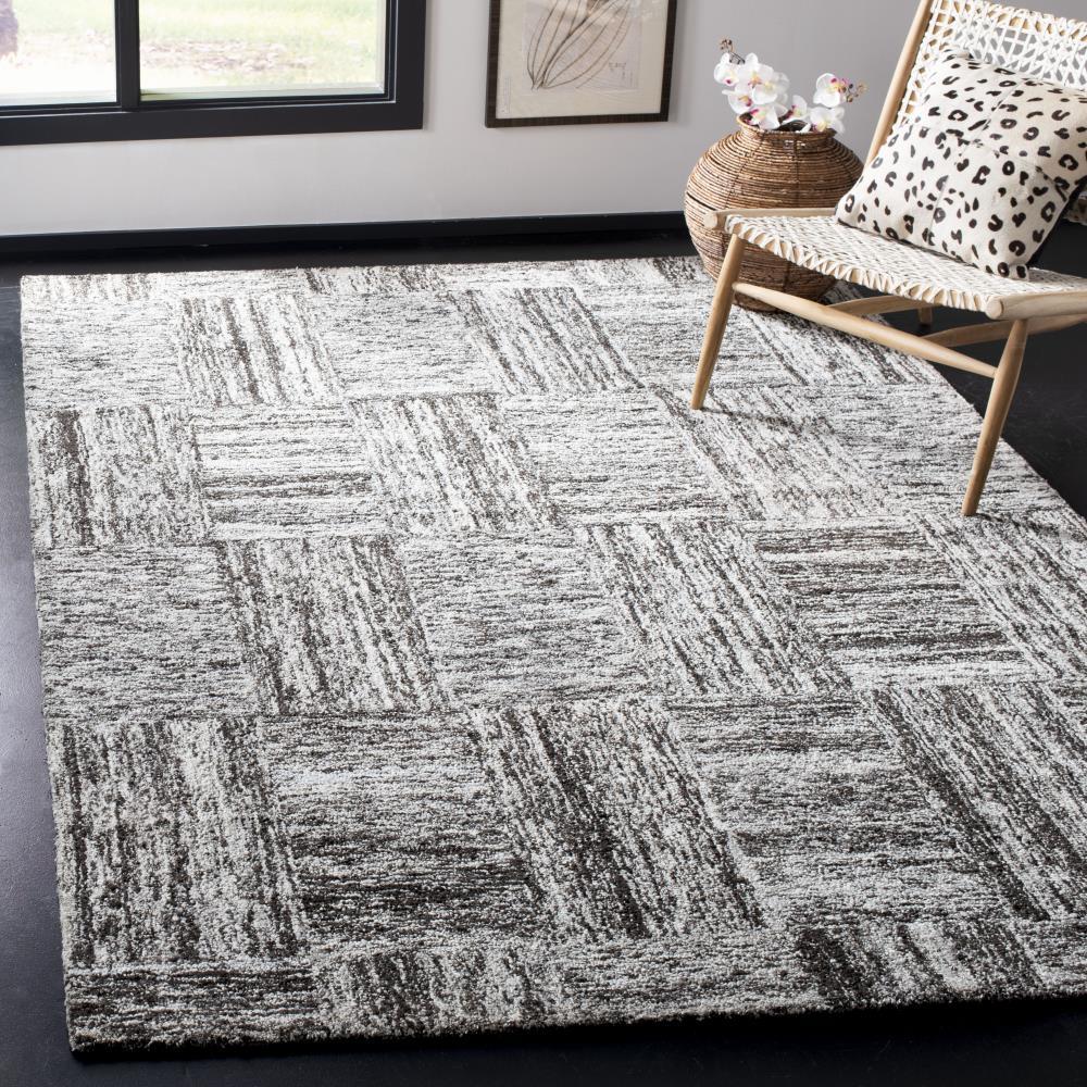 Abstract ABT601 Hand Tufted Area Rug - Ivory/Charcoal - 6'x6' - Safavieh .