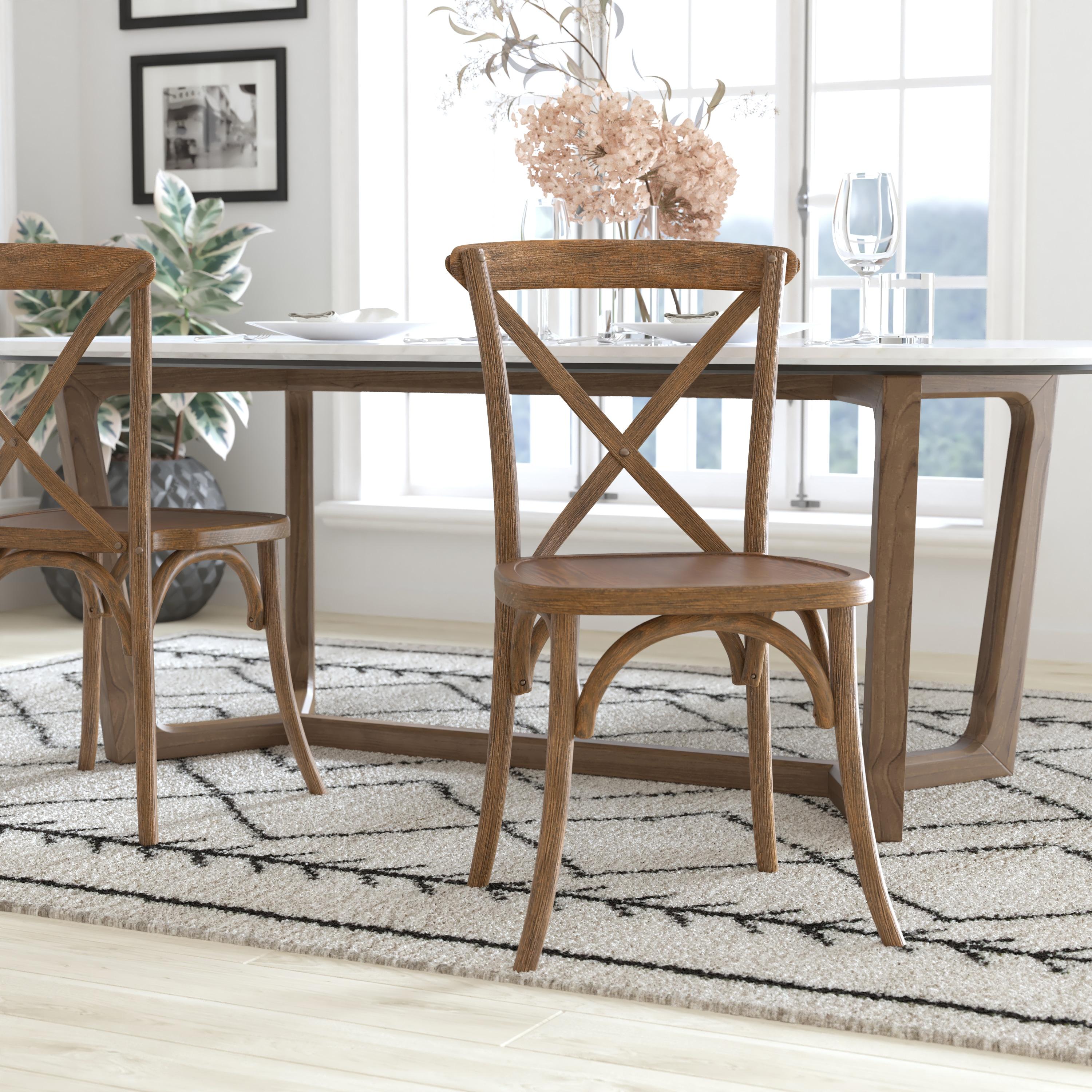 Flash Furniture Advantage Hand Scraped Dark Natural X-Back Chair