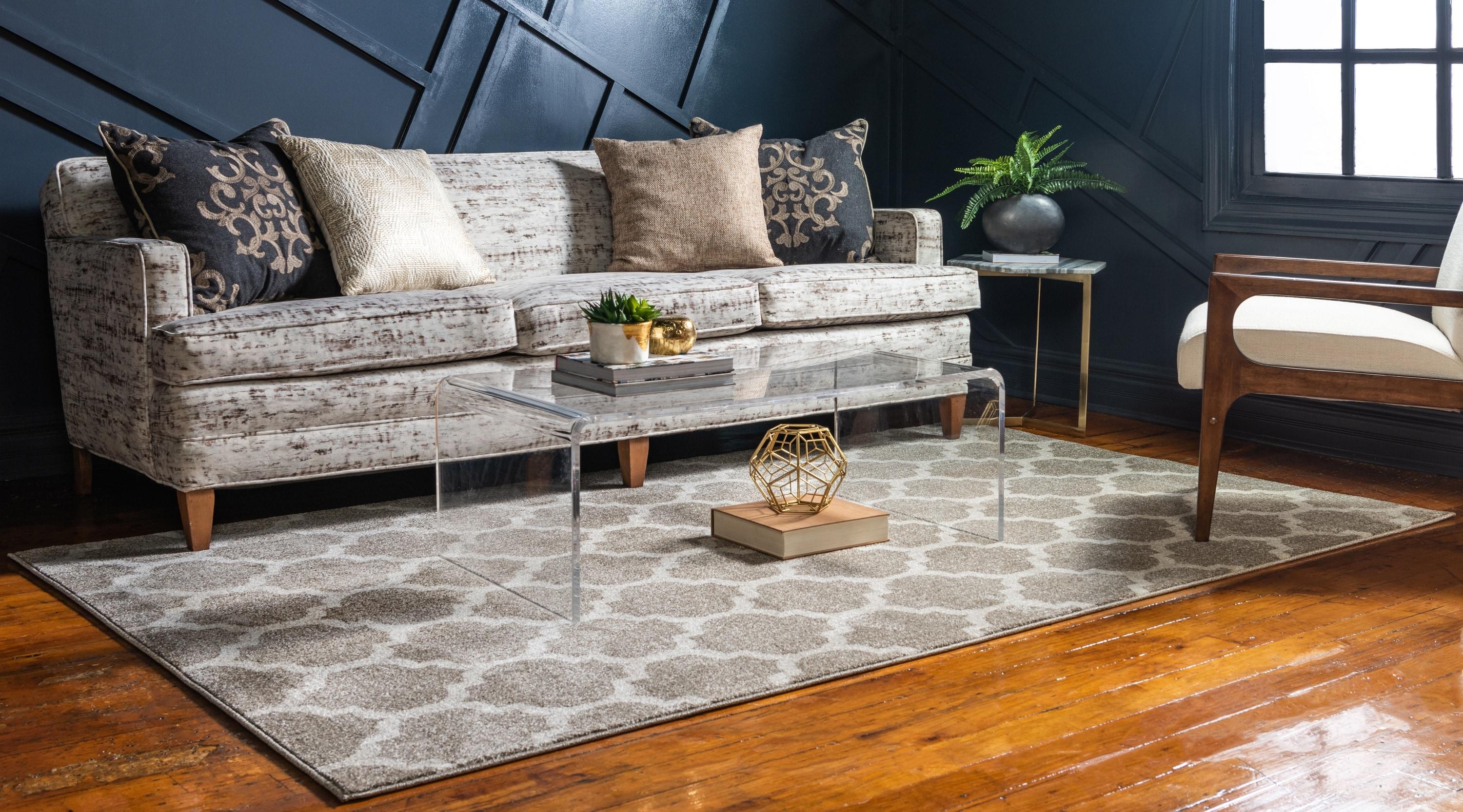 Unique Loom Trellis Collection Area Rug - Philadelphia (7' 1" x 10' Rectangle Light Brown/Beige)