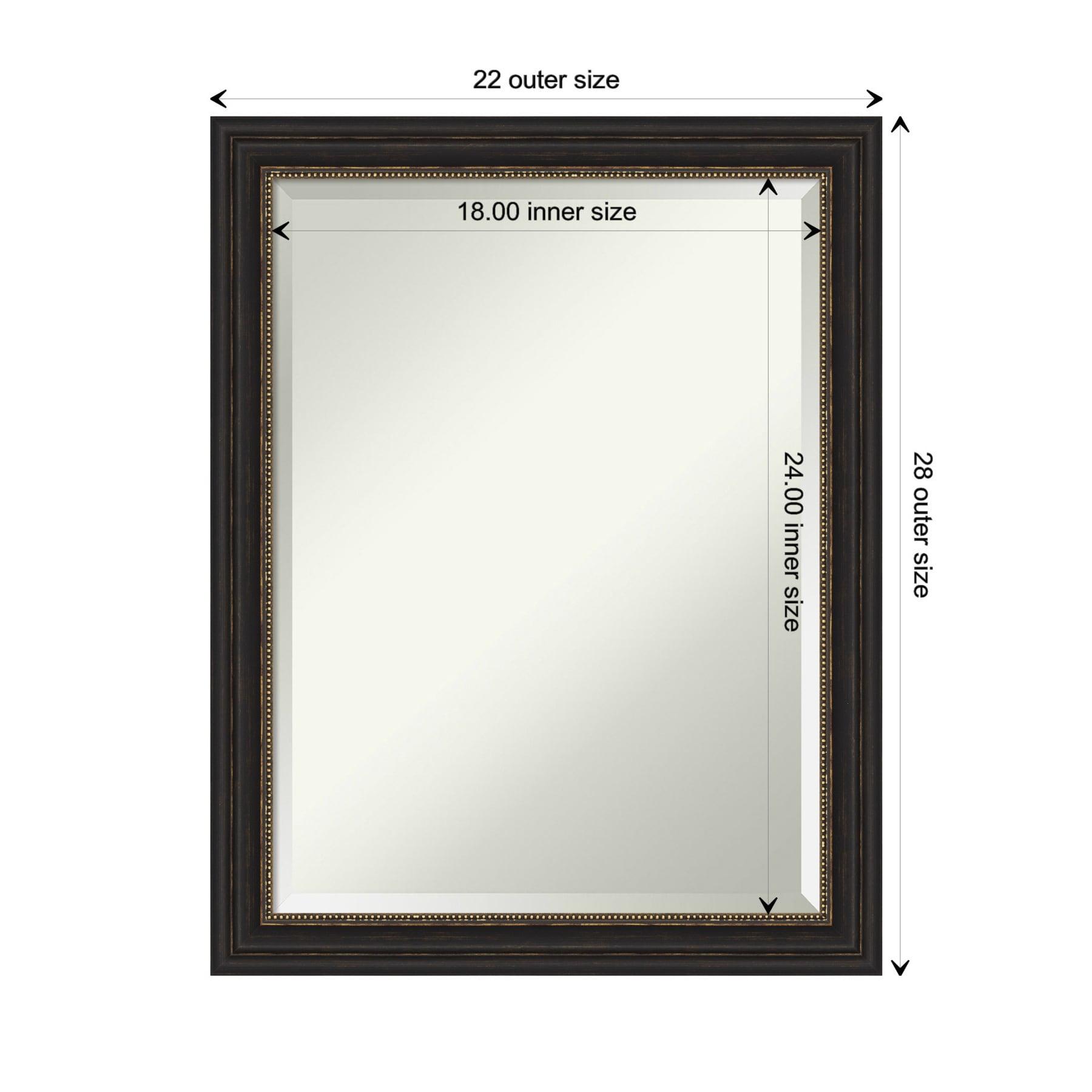 Amanti Art Beveled Bathroom Wall Mirror - Accent Bronze Narrow Frame Outer Size: 22 x 28 in