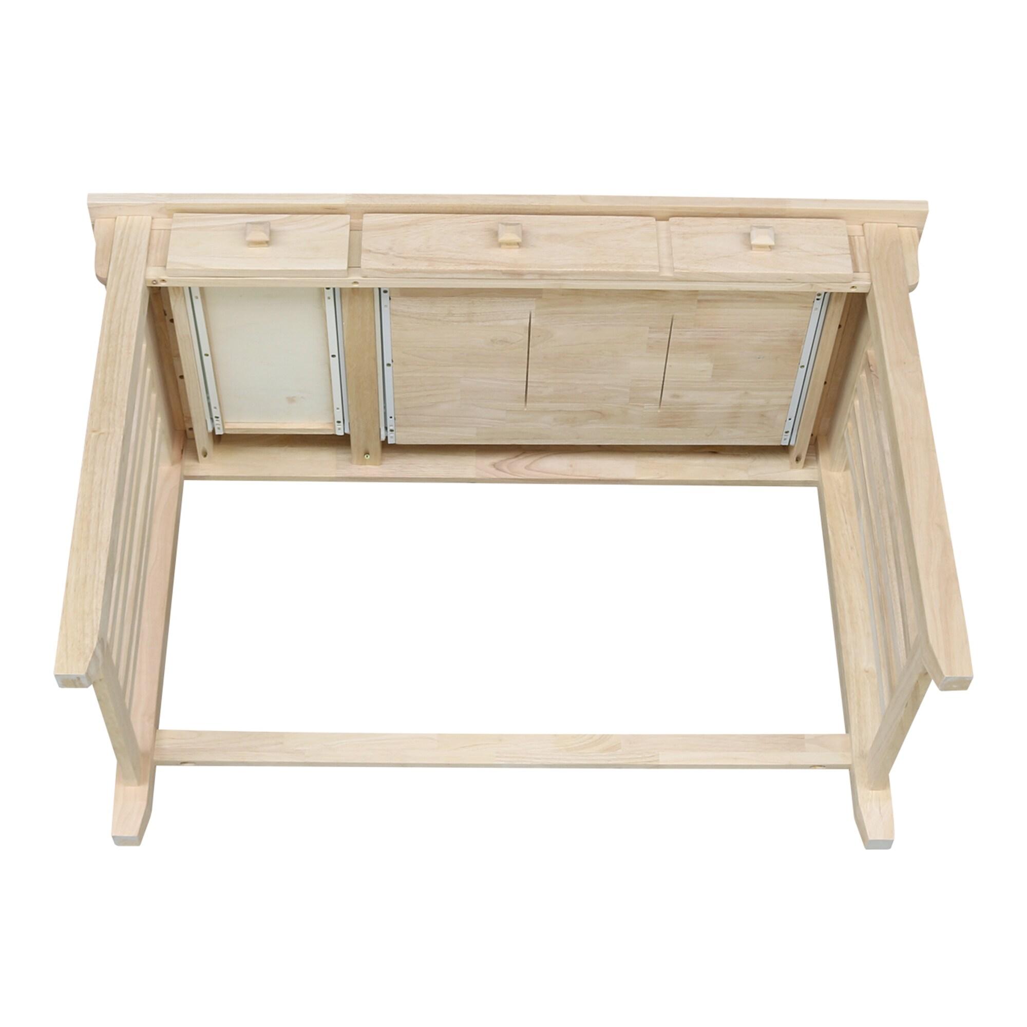 Mission Computer Desk - Unfinished - International Concepts: Hardwood Frame, 48" Writing Desk with Drawer, Adult Assembly Required