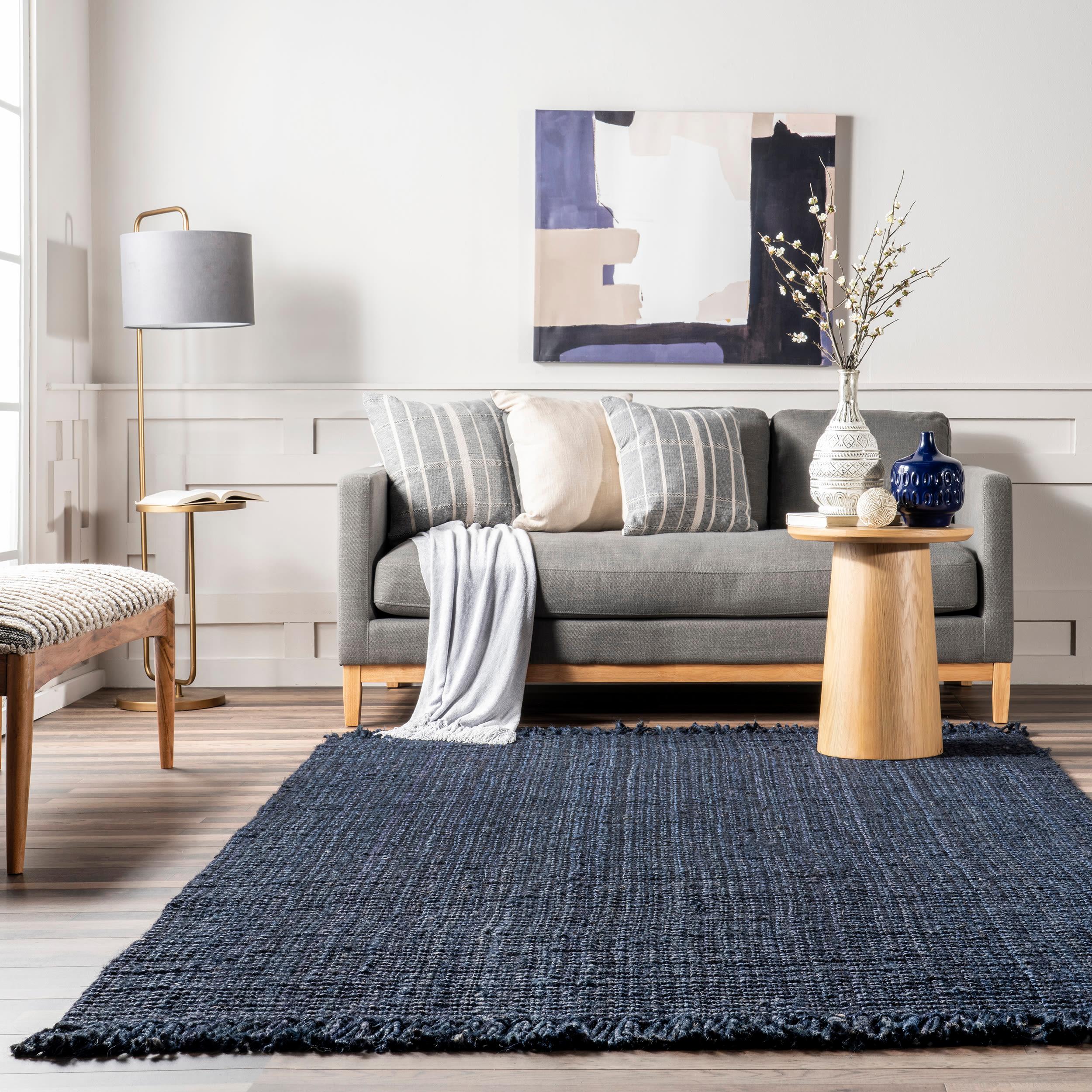 nuLOOM Daniela Chunky Jute Navy 5' x 7' 6" Farmhouse Area Rug