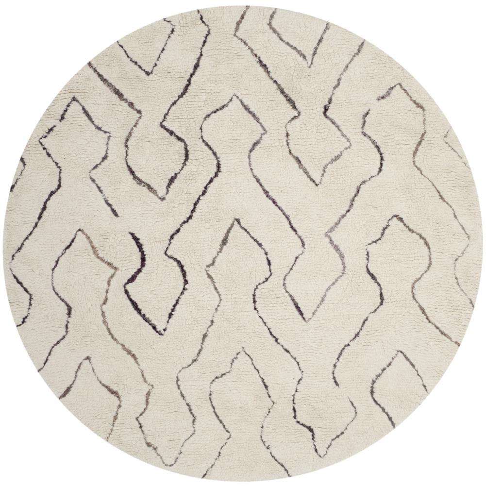 SAFAVIEH Casablanca Rada Abstract Shag Area Rug, Ivory/Multi, 6' x 6' Round