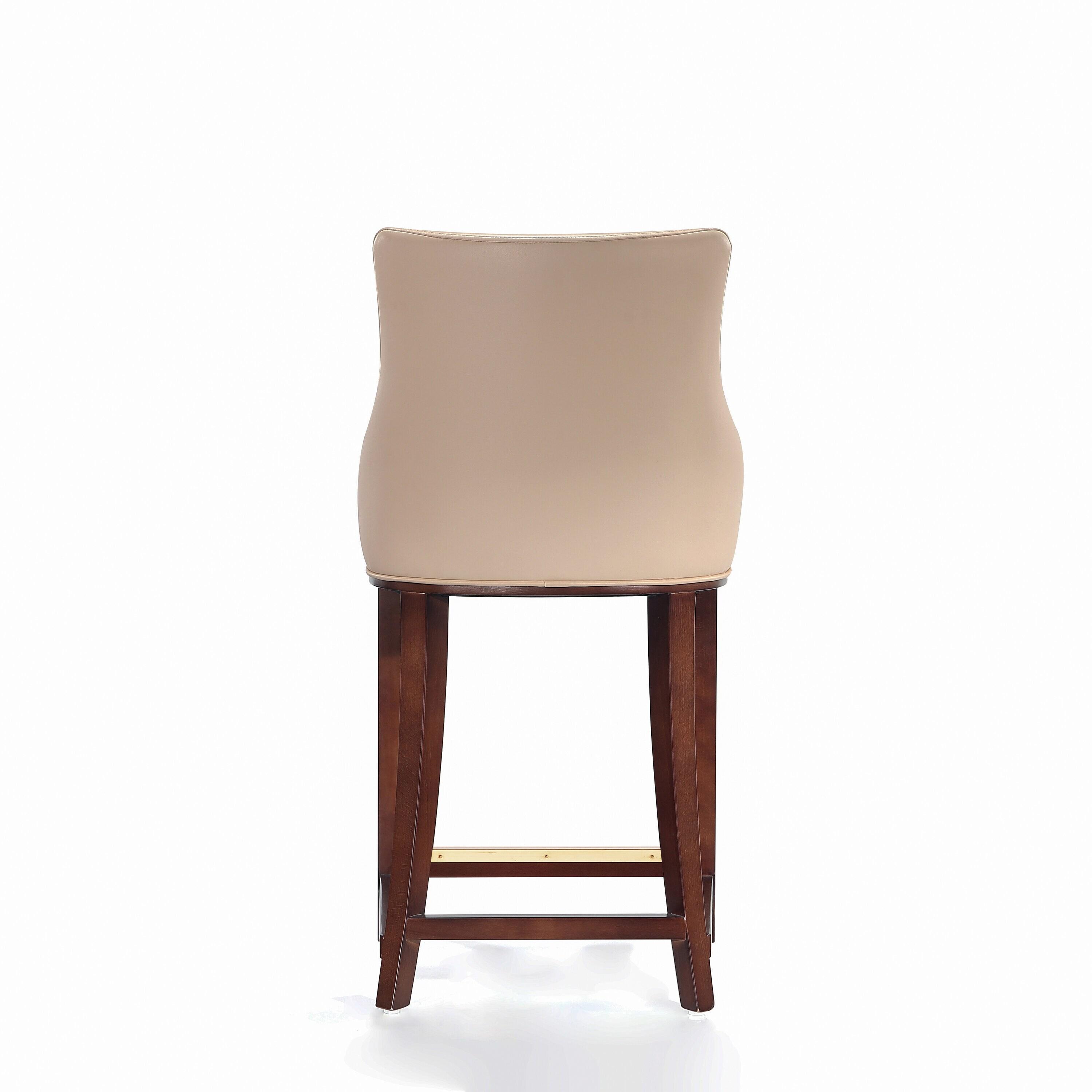 Manhattan Comfort Shubert Modern Leatherette Upholstered Counter Height Barstool Tan: Beech Wood Legs, No Assembly Required